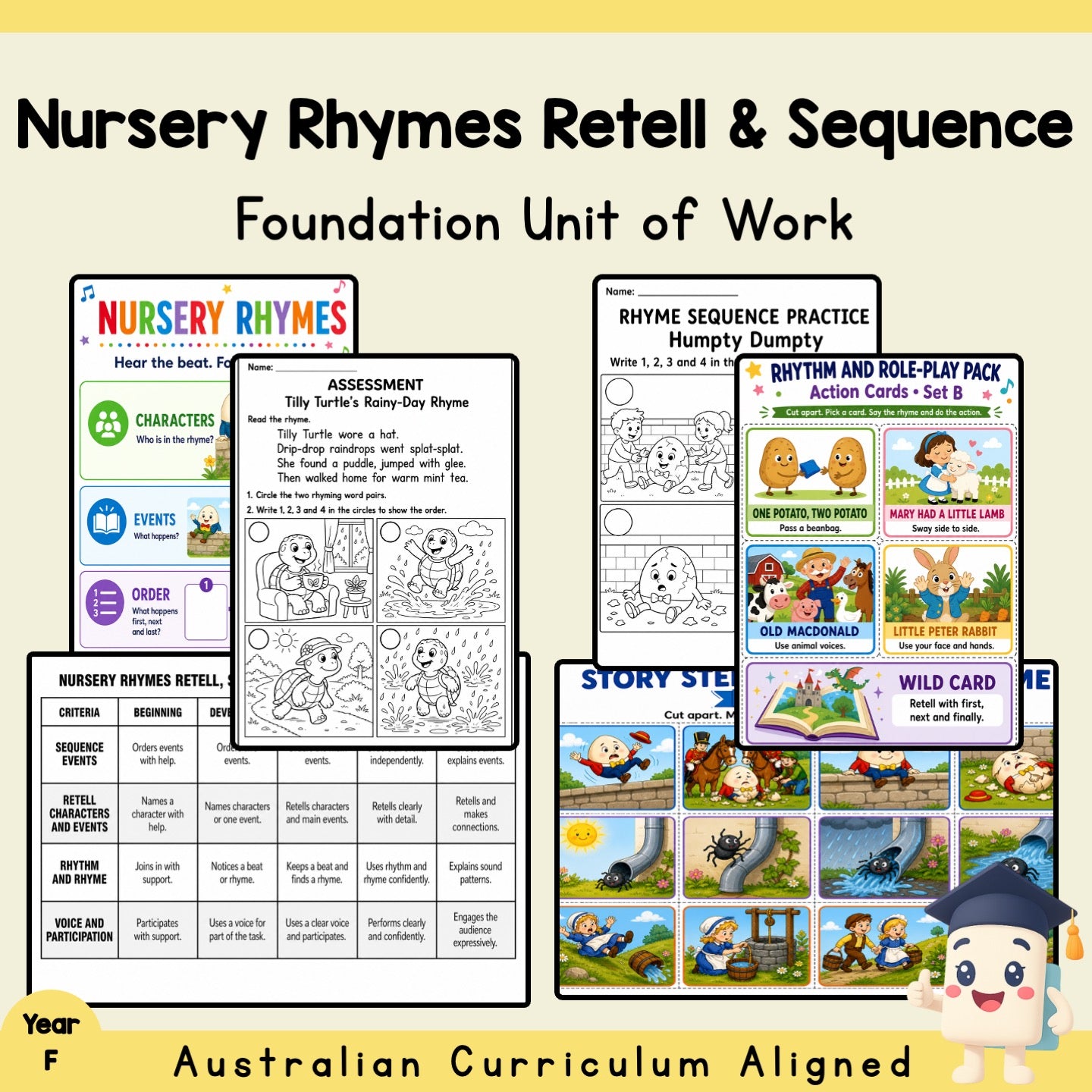 Nursery Rhymes Retell and Sequence Foundation Unit