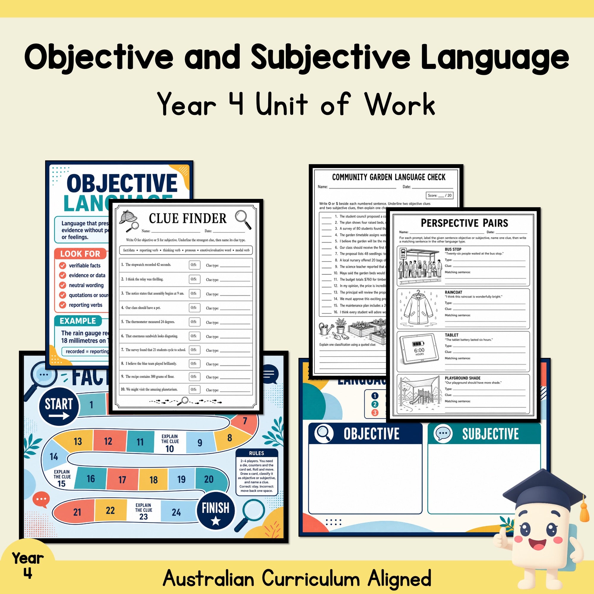 Objective and Subjective Language – Year 4