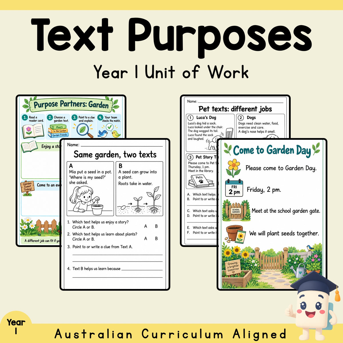One Topic, Different Text Purposes - Year 1 — cover