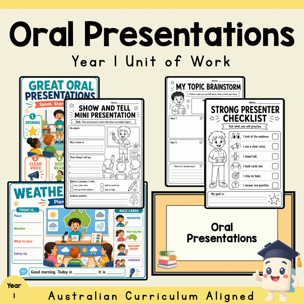 Year 1 Oral Presentations Unit | Speaking and Listening Worksheets, Activities, Assessment & Rubric