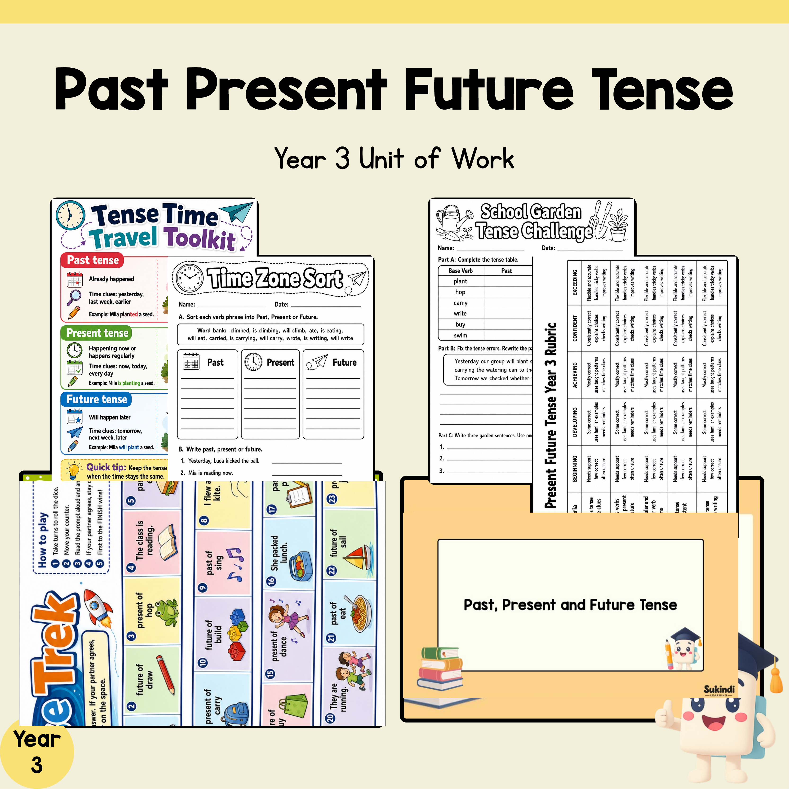 Year 3 Past Present Future Tense Unit | Worksheets, Games & Assessment