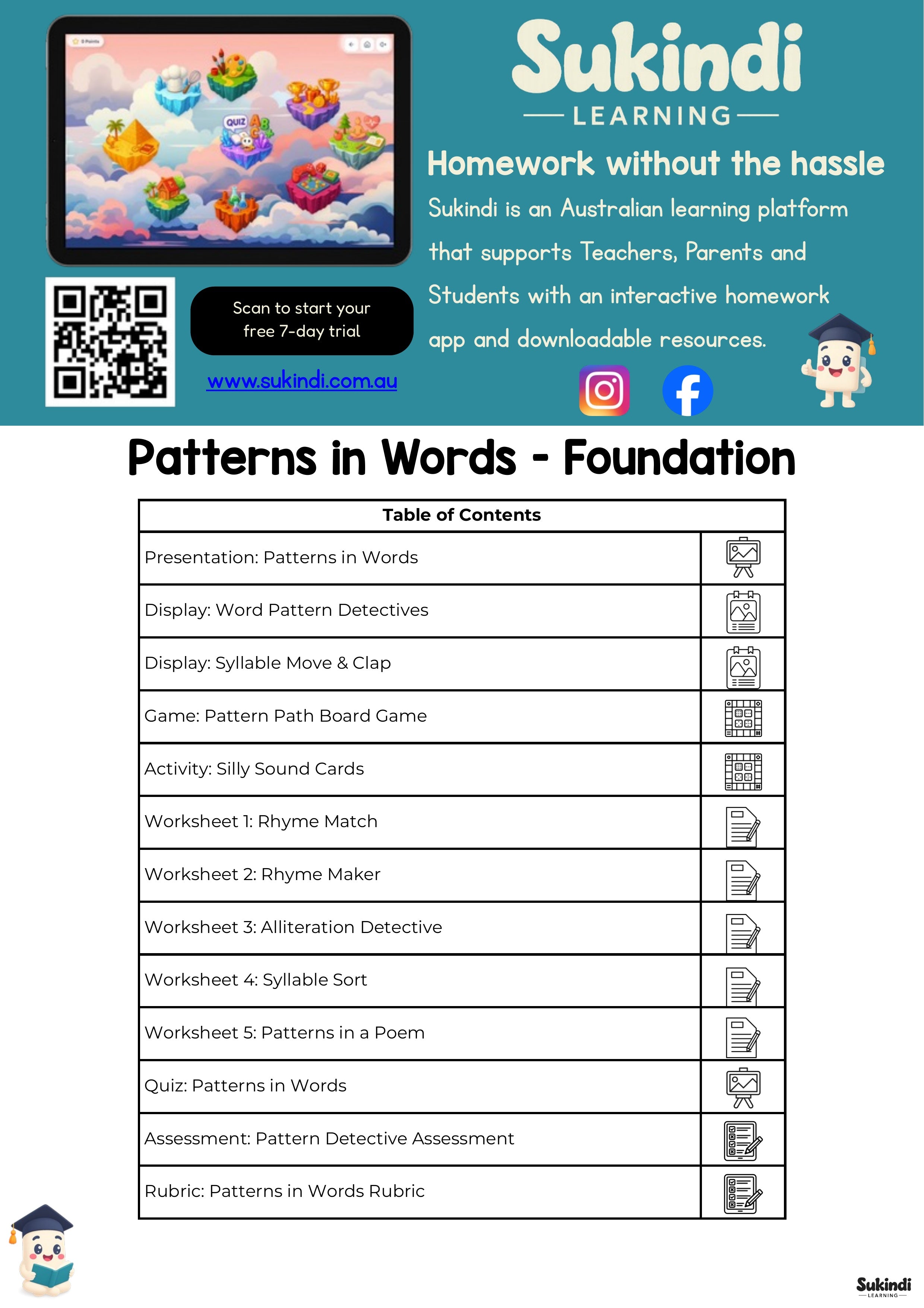 Patterns in Words – Foundation English Unit