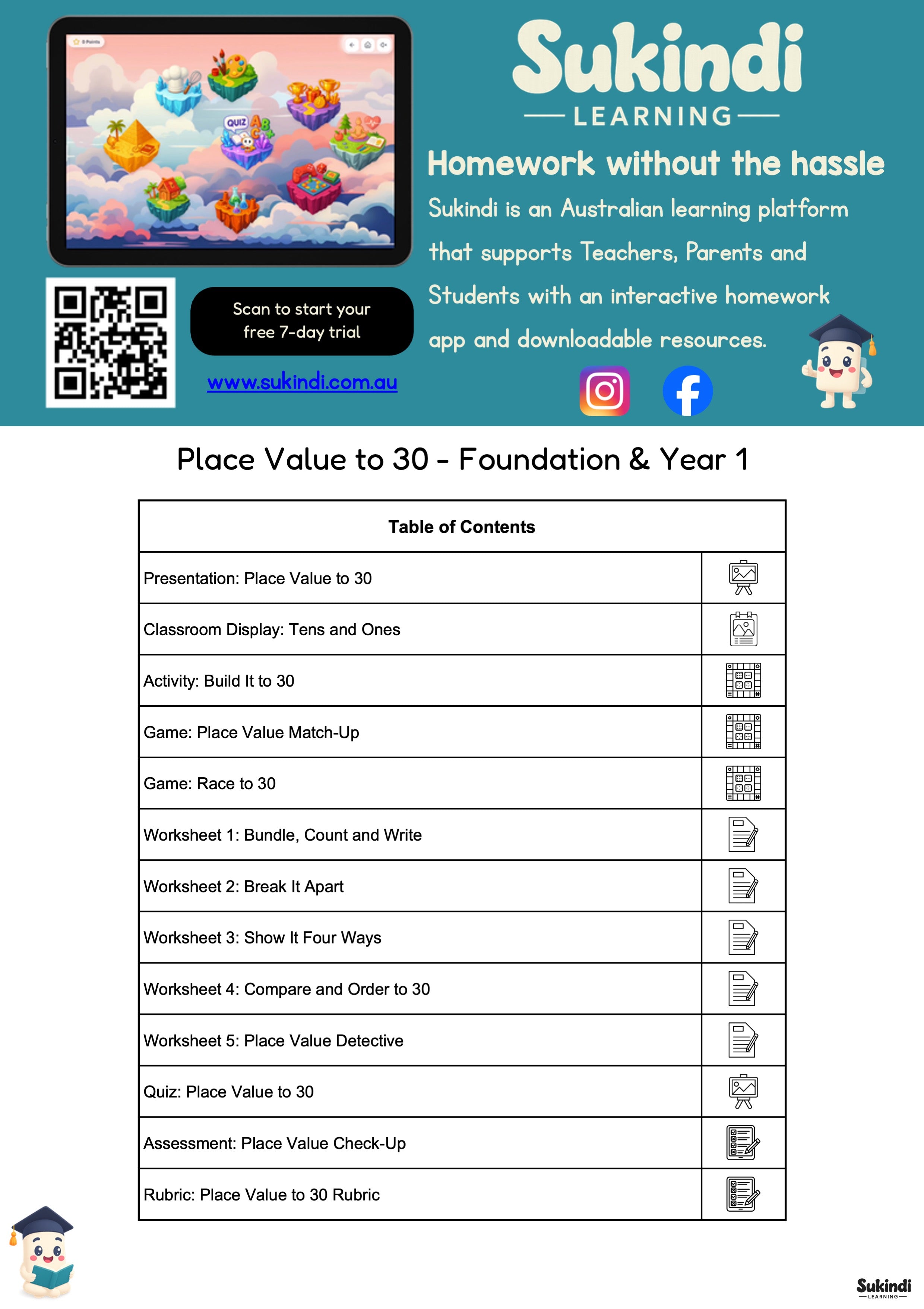 Place Value to 30 Unit