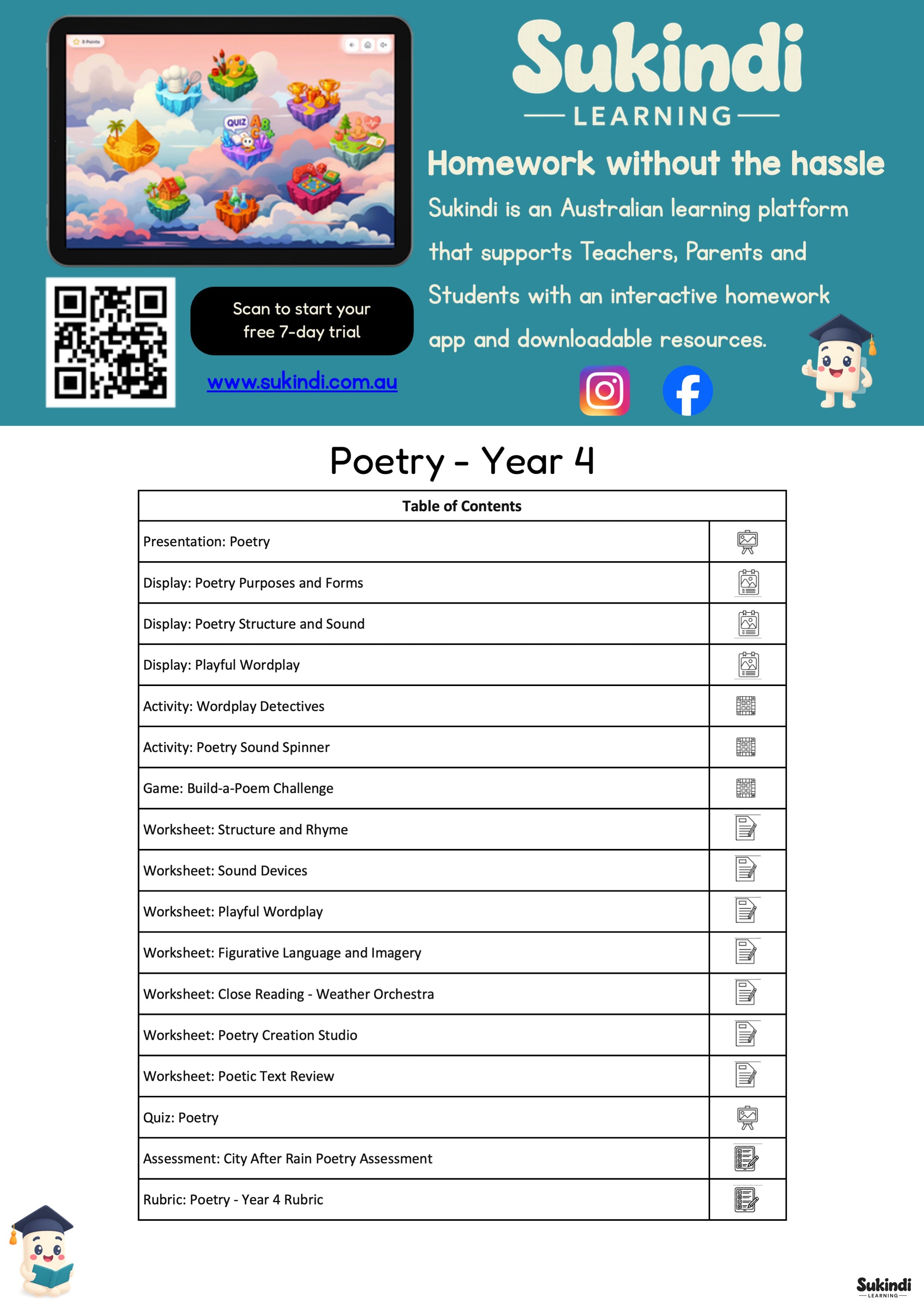 Year 4 Poetry Unit