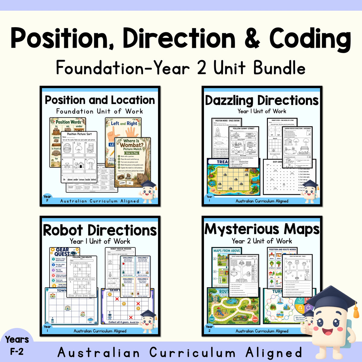 Position, Direction and Coding Foundation–Year 2 Maths Unit Bundle