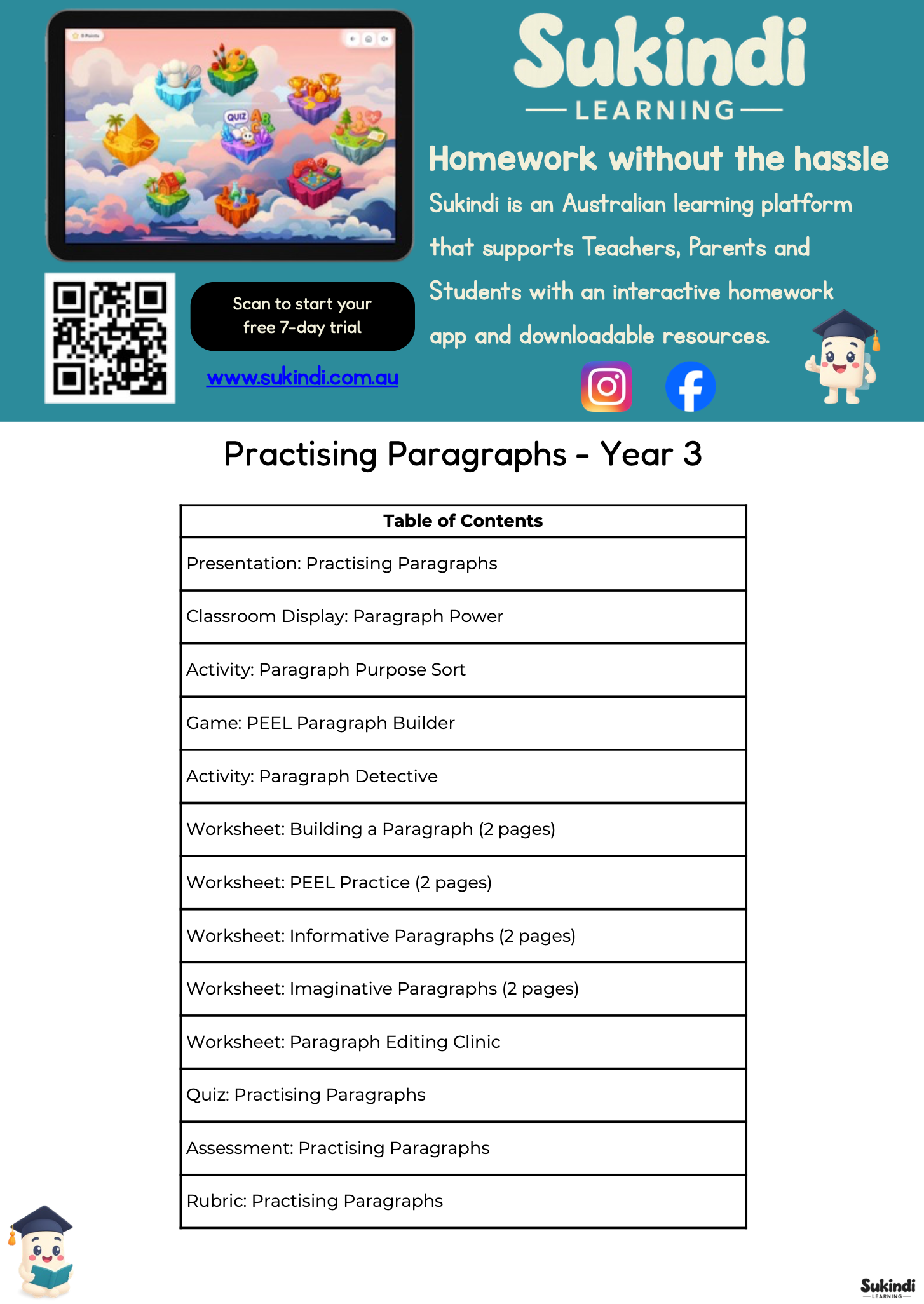 Practising Paragraphs - Year 3