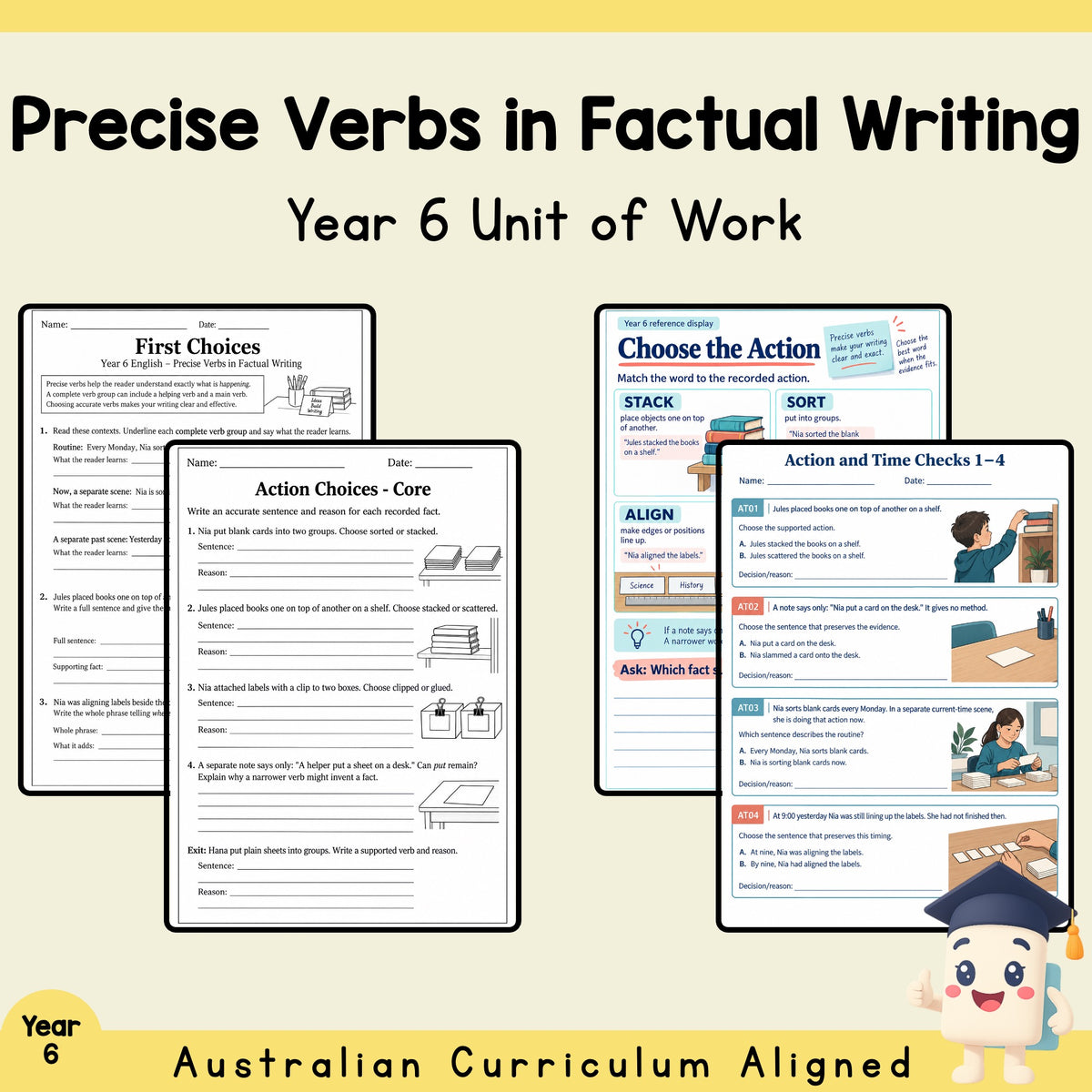 Precise Verbs in Factual Writing - Year 6 — cover