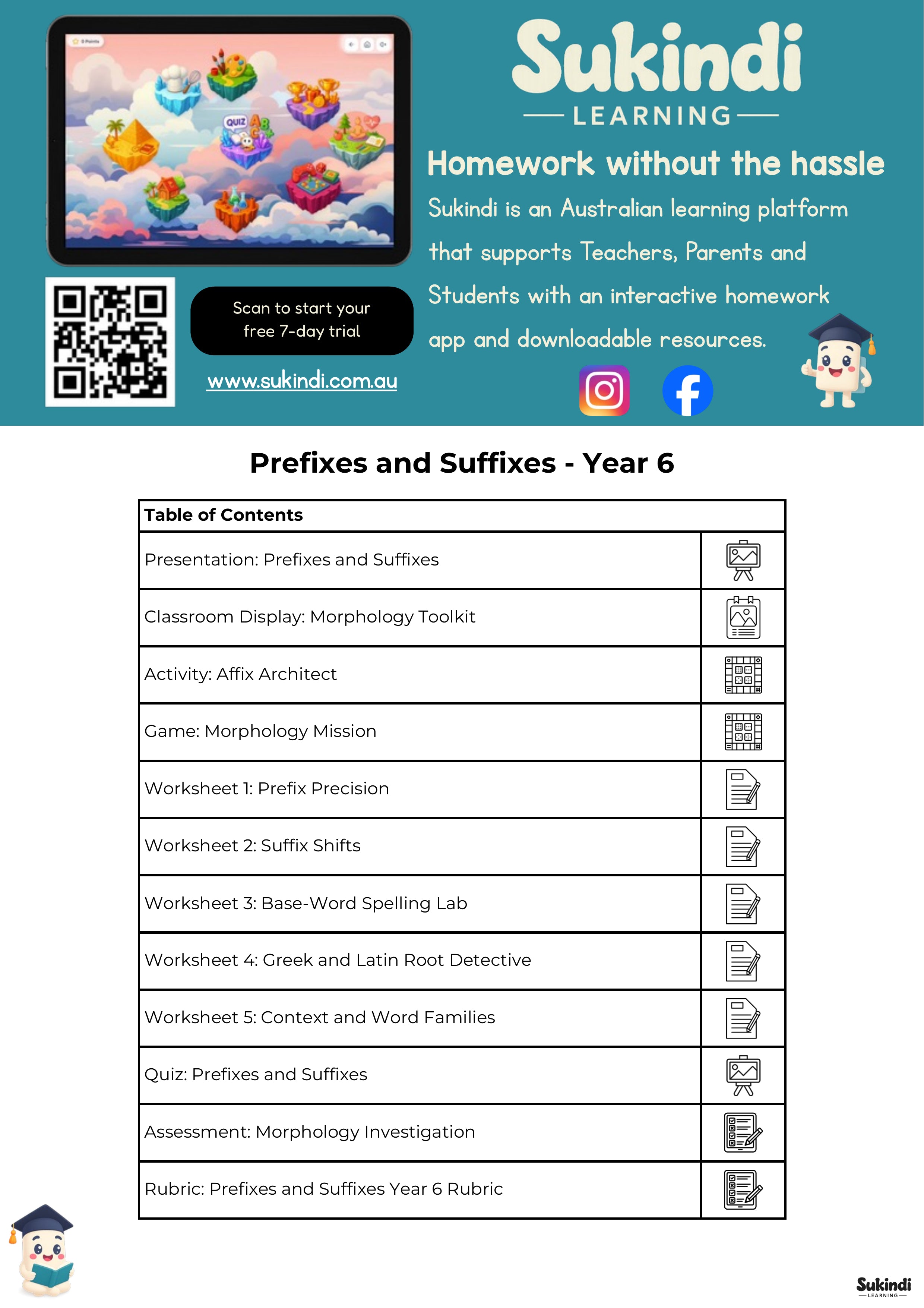Year 6 Prefixes and Suffixes Unit