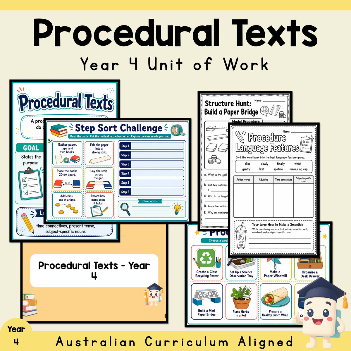 Year 4 Procedural Texts Unit | Worksheets, Games, Quiz and Assessment