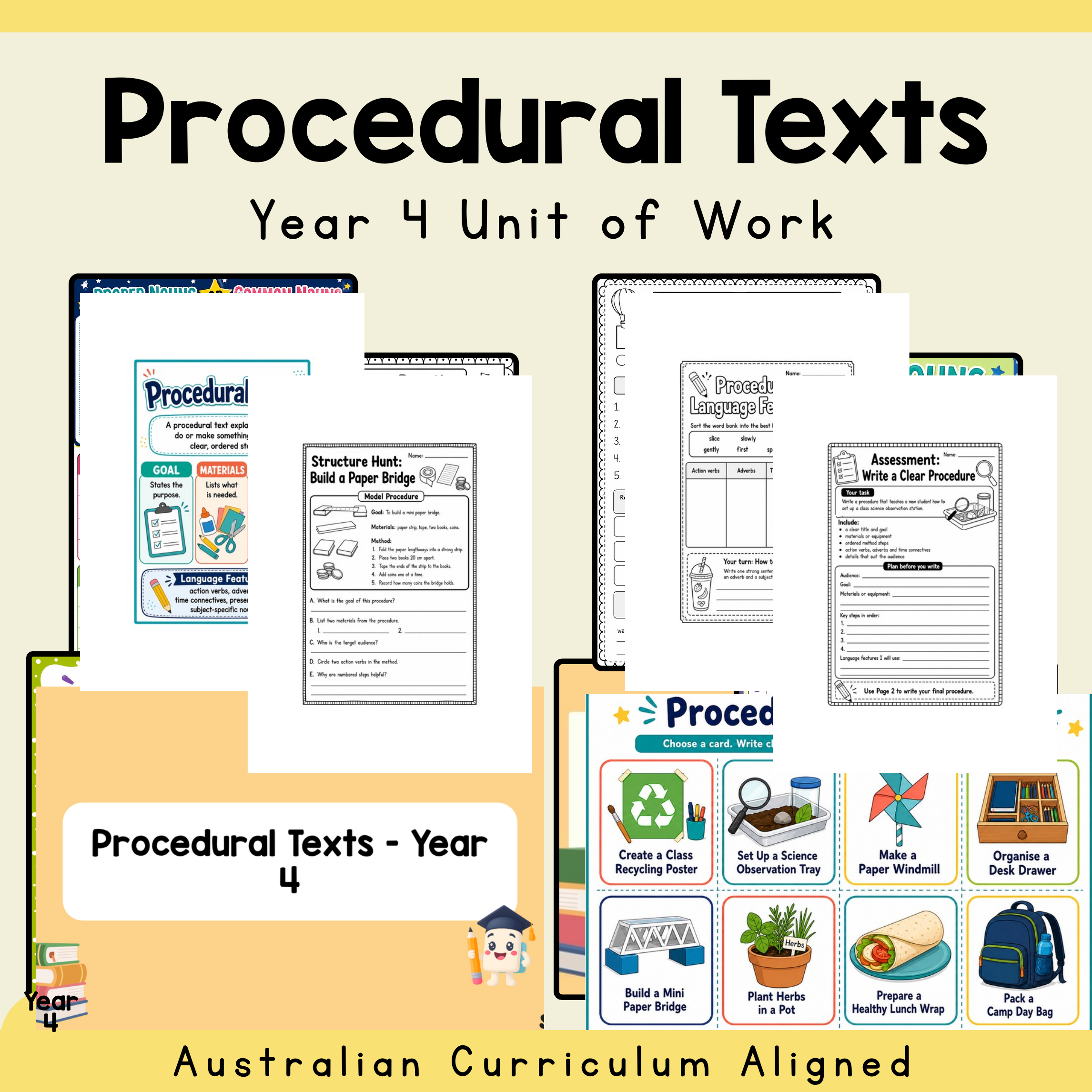 Year 4 Procedural Texts Unit | Worksheets, Games, Quiz and Assessment