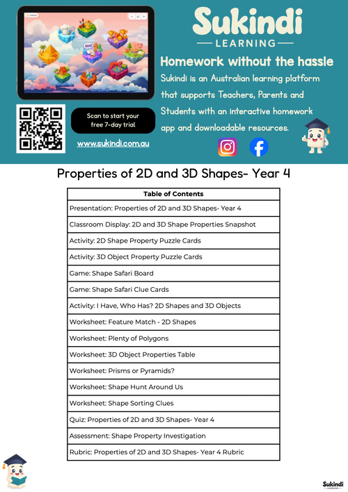 2D and 3D Shapes Year 4 Maths Unit