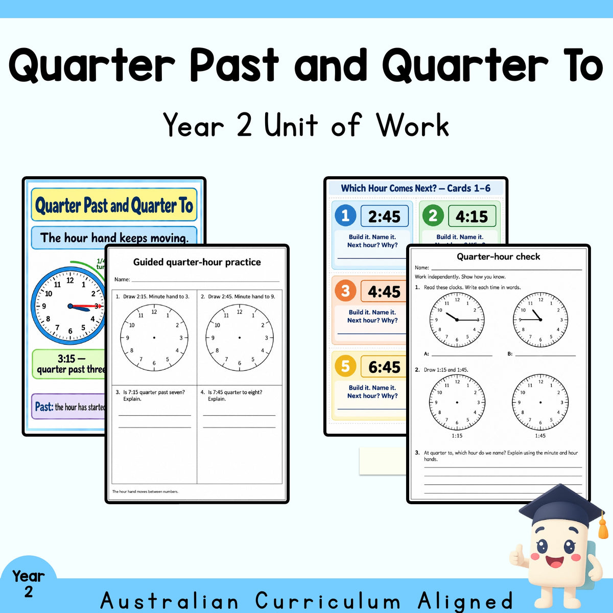 Quarter Past and Quarter To — Year 2 Mathematics Unit — cover