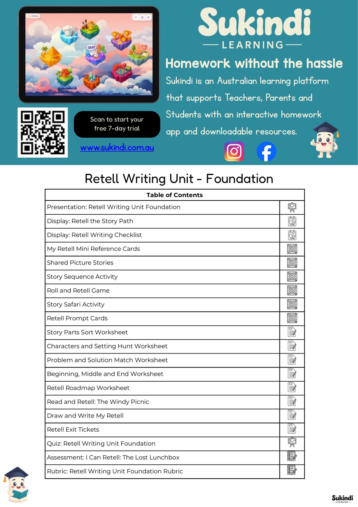 Retell Writing Unit Foundation