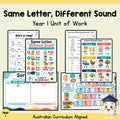 Same Letter Different Sound Unit – Year 1