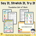Say It, Stretch It, Try It - Foundation English Unit Plan — cover