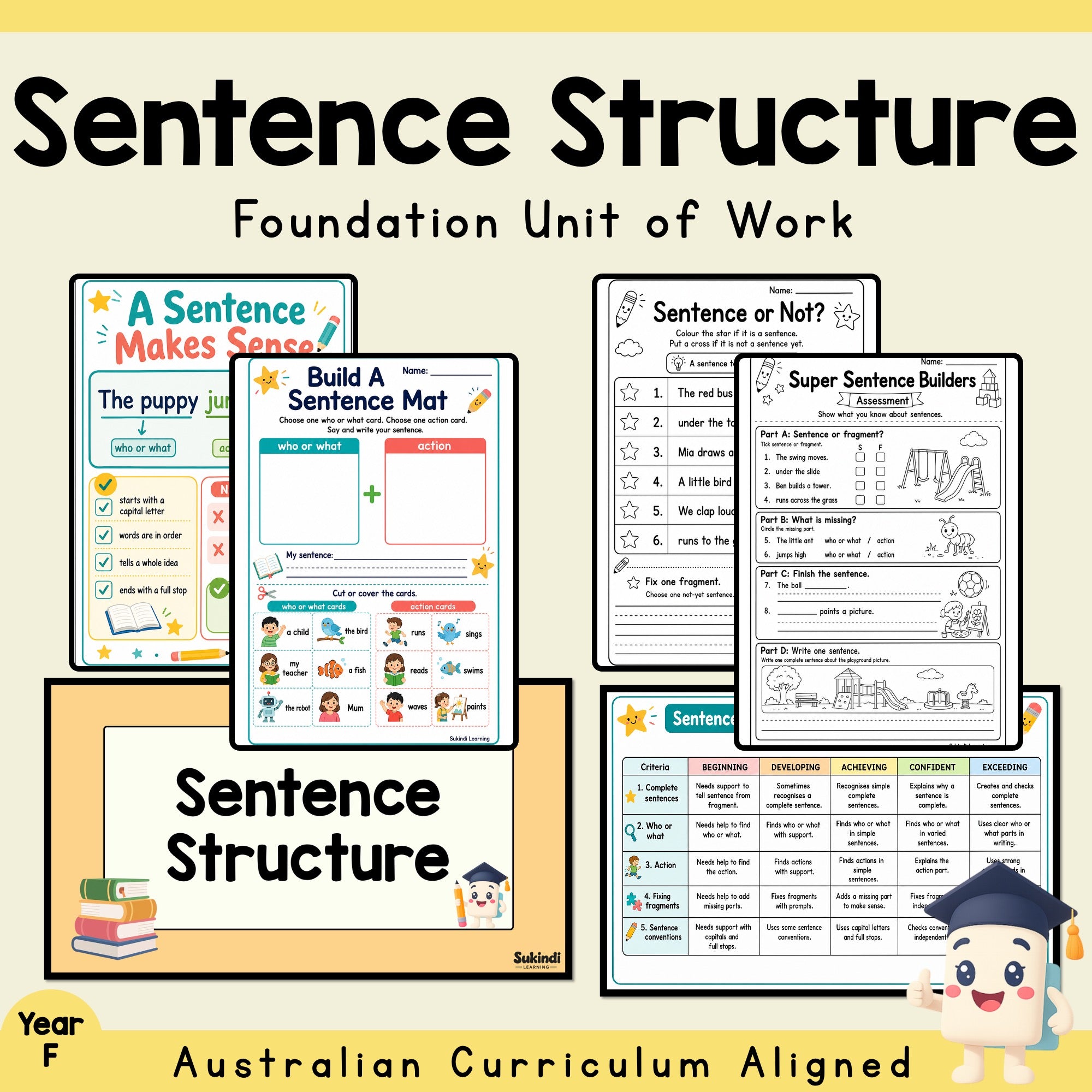 Foundation Sentence Structure Unit | Worksheets, Games & Assessment