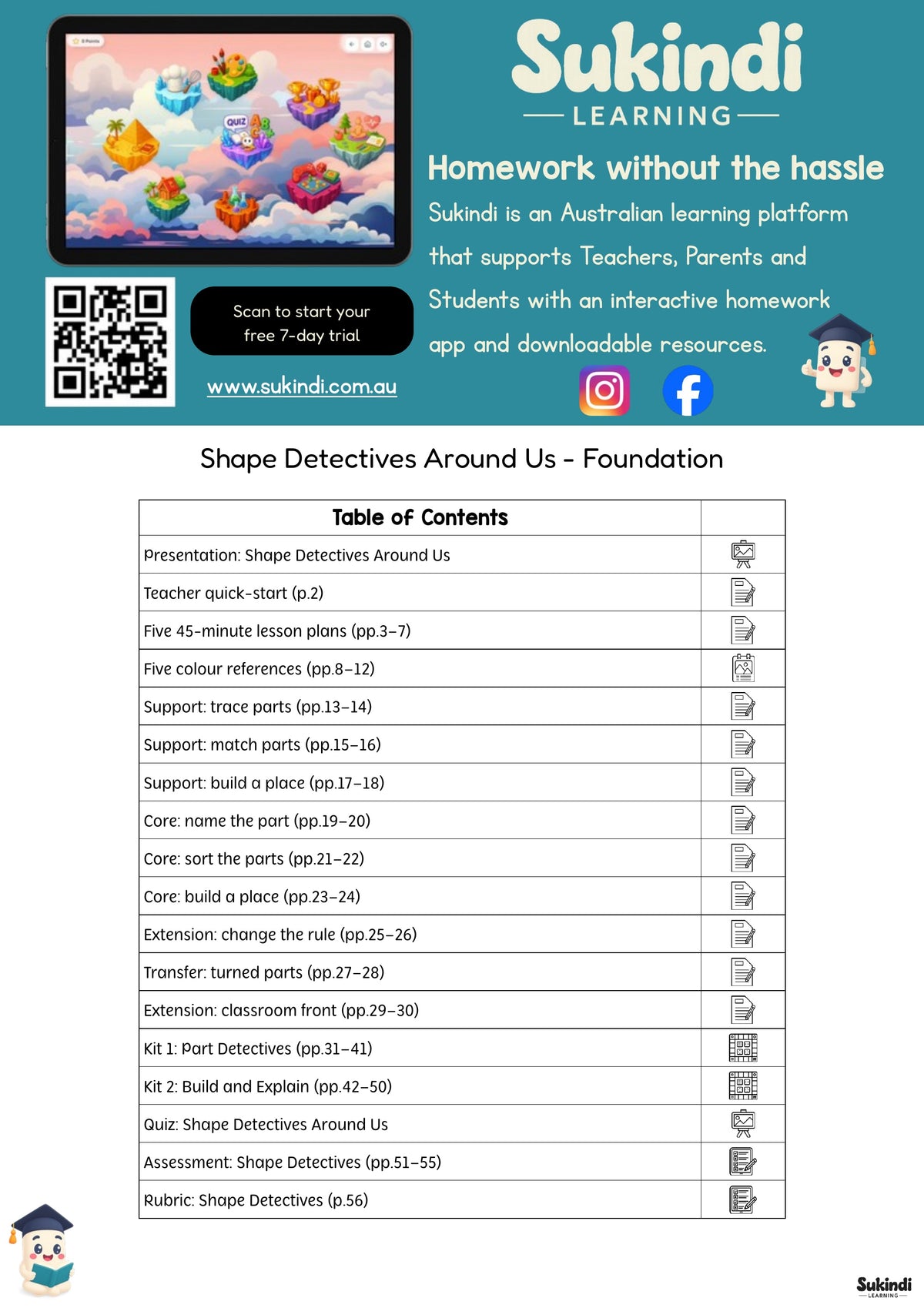 Shape Detectives Around Us - Foundation — table of contents