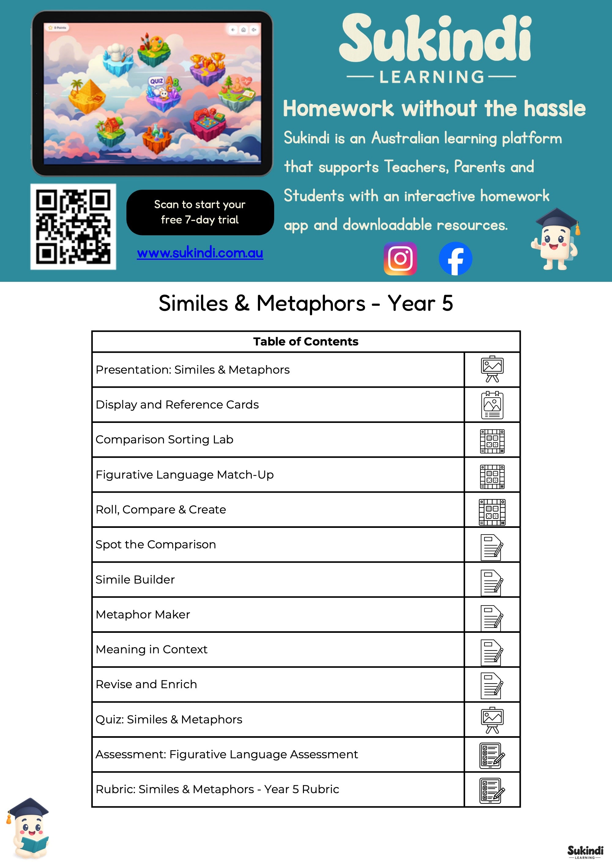 Similes & Metaphors - Year 5