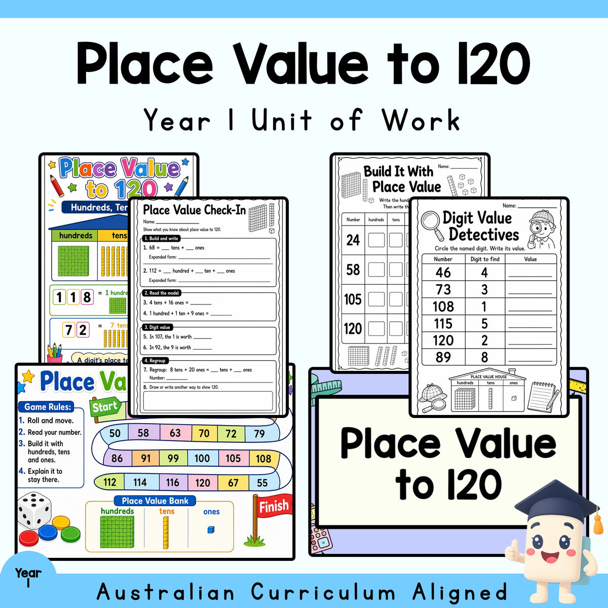 Year 1 Place Value to 120 Unit | Worksheets, Games & Assessment