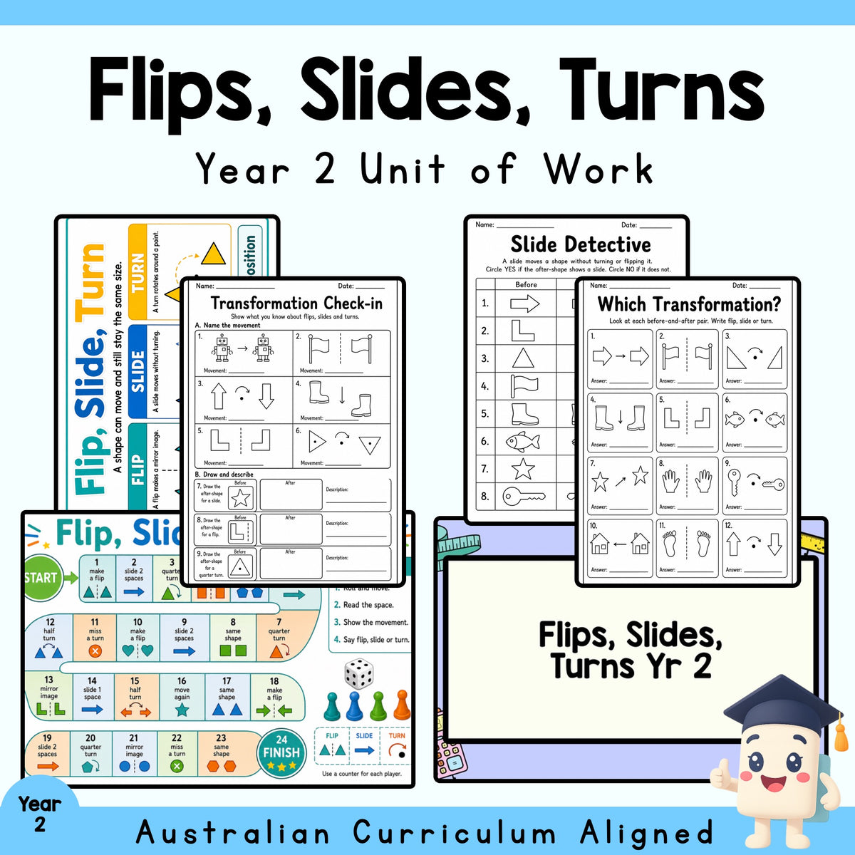 Year 2 Flips, Slides and Turns Unit | Worksheets, Games & Assessment