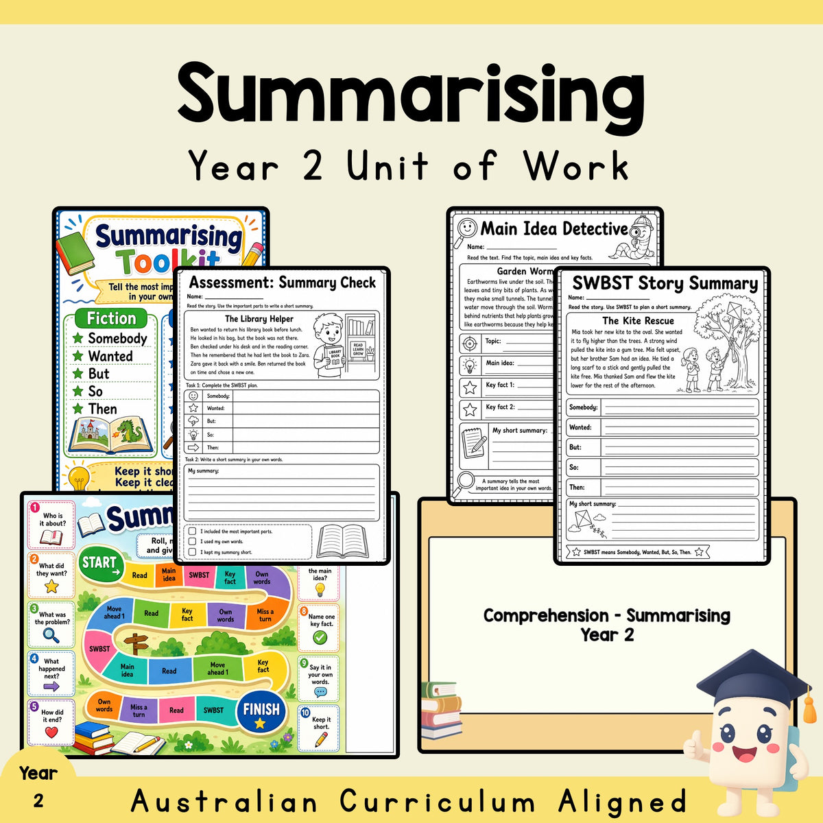 Year 2 Summarising Unit | Reading Worksheets, Games & Assessment