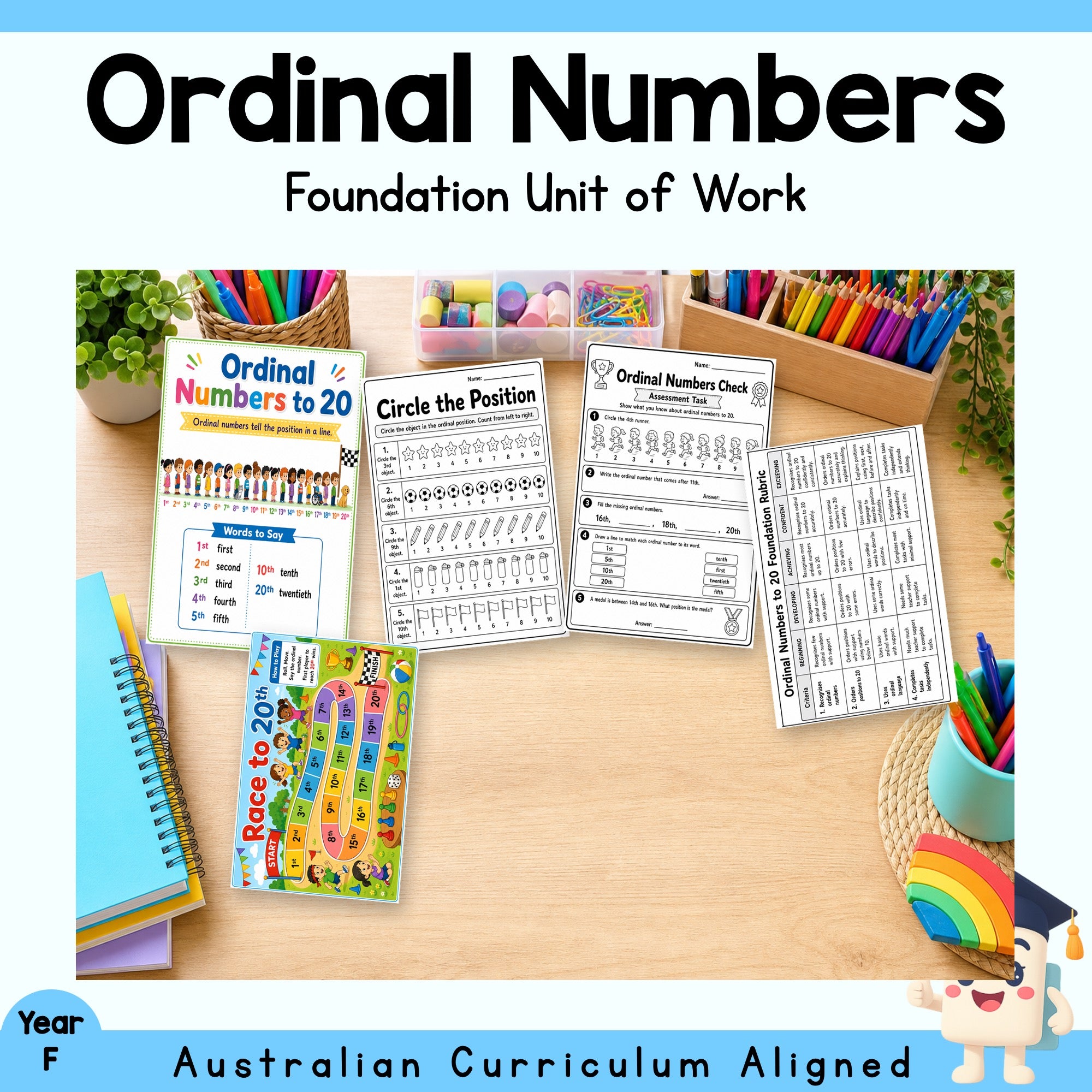 Foundation Ordinal Numbers to 20 Unit | Worksheets, Games & Assessment