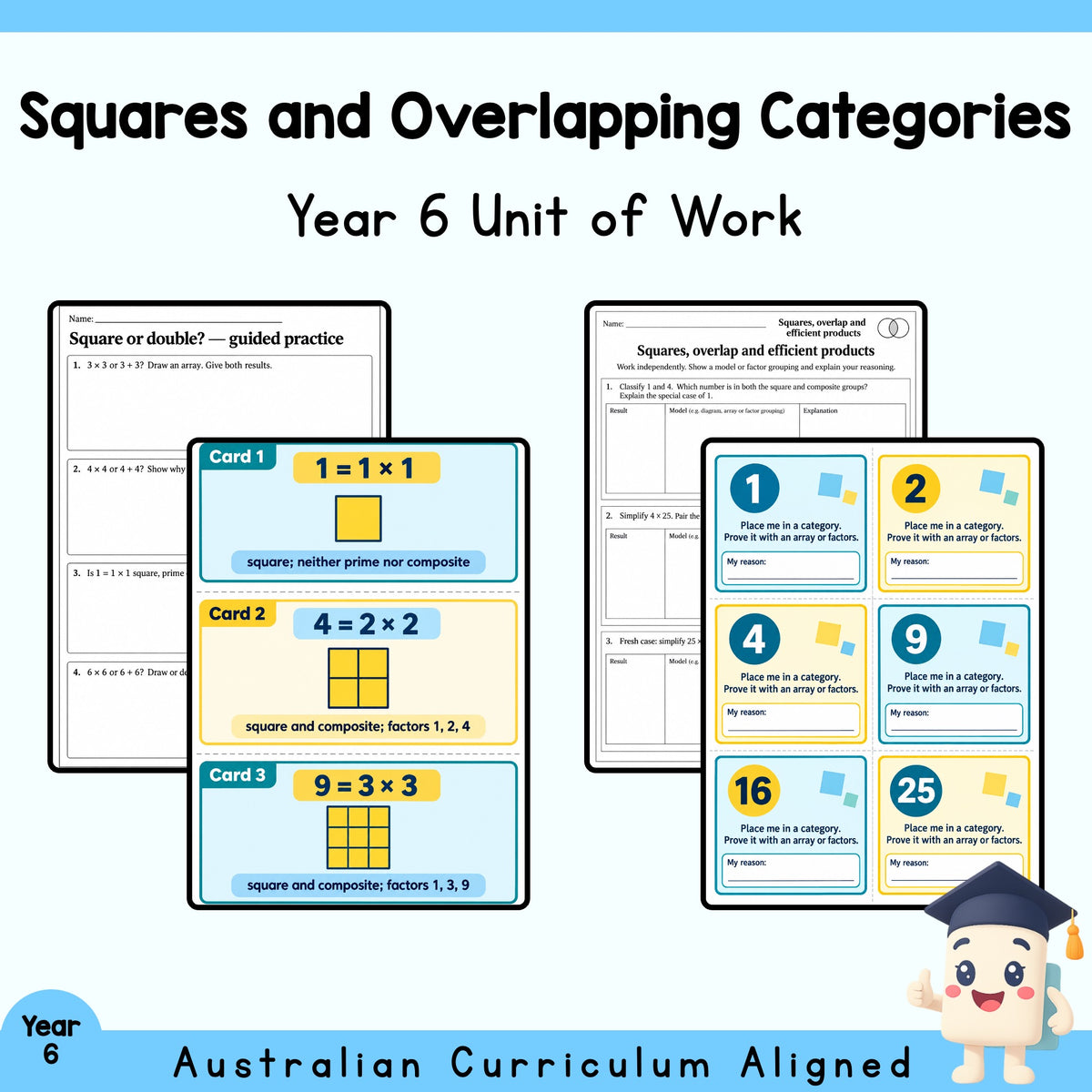Squares and Overlapping Categories — Year 6 Maths Unit — cover