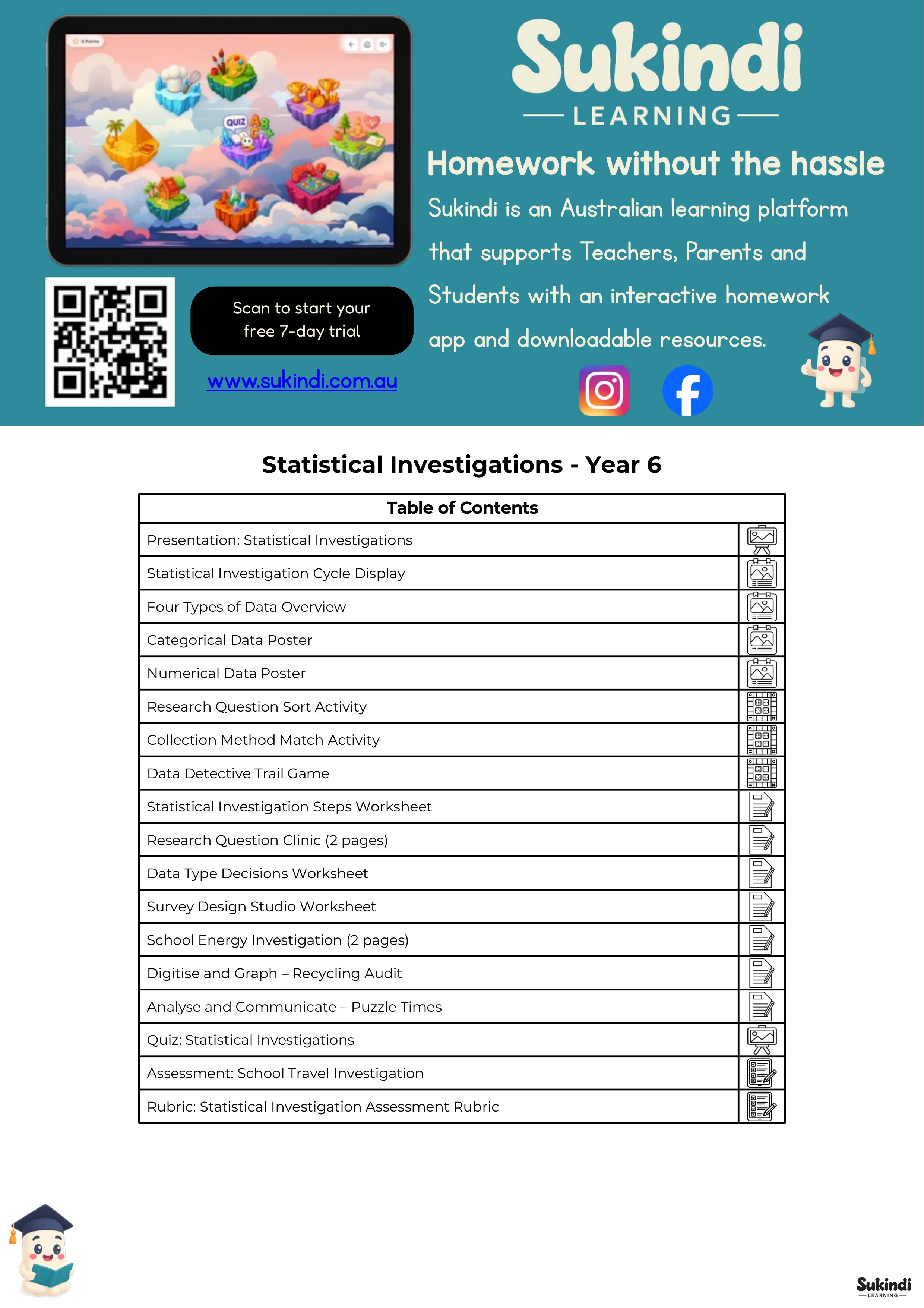 Statistical Investigations – Year 6