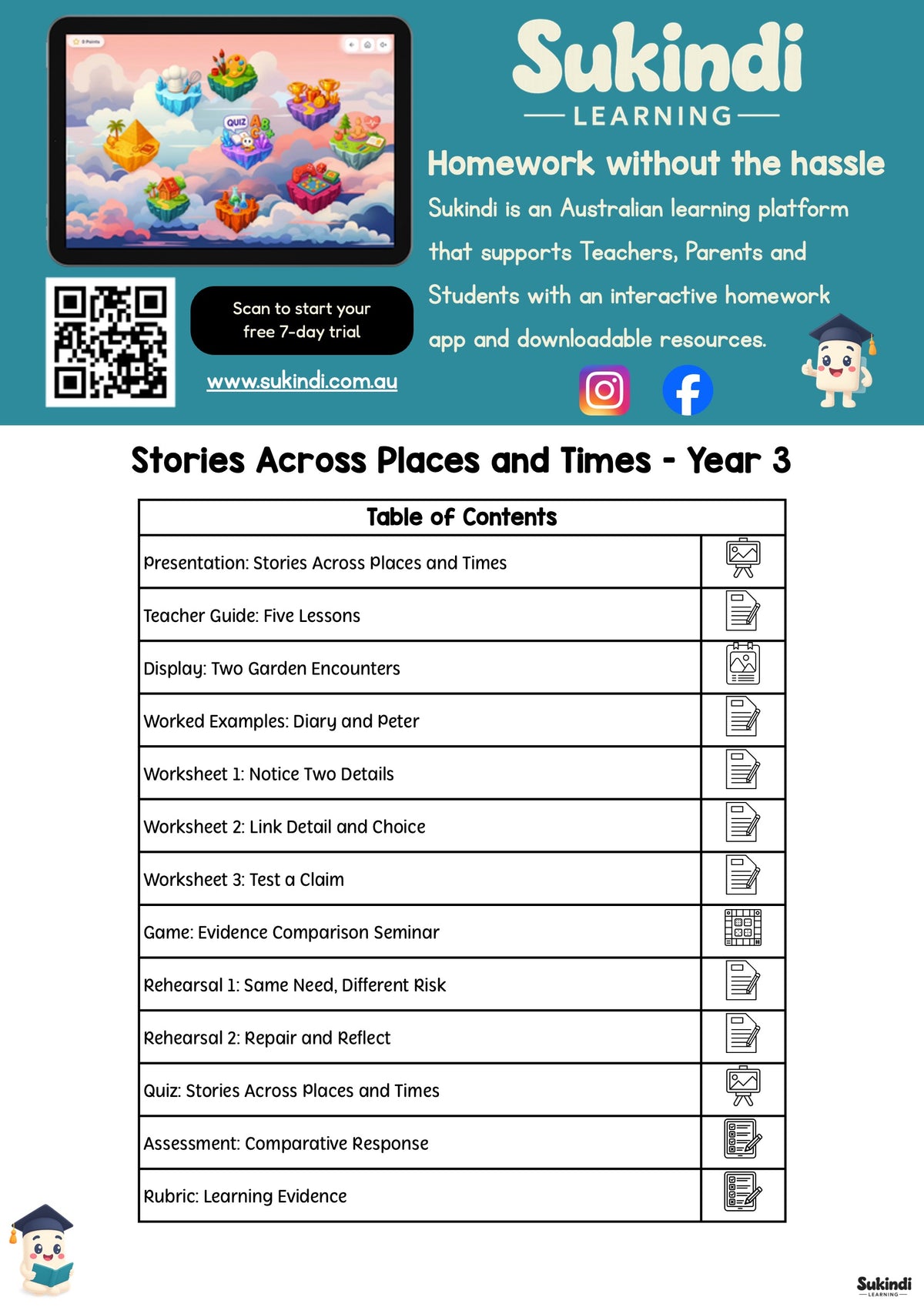 Stories Across Places and Times - Year 3 — table of contents