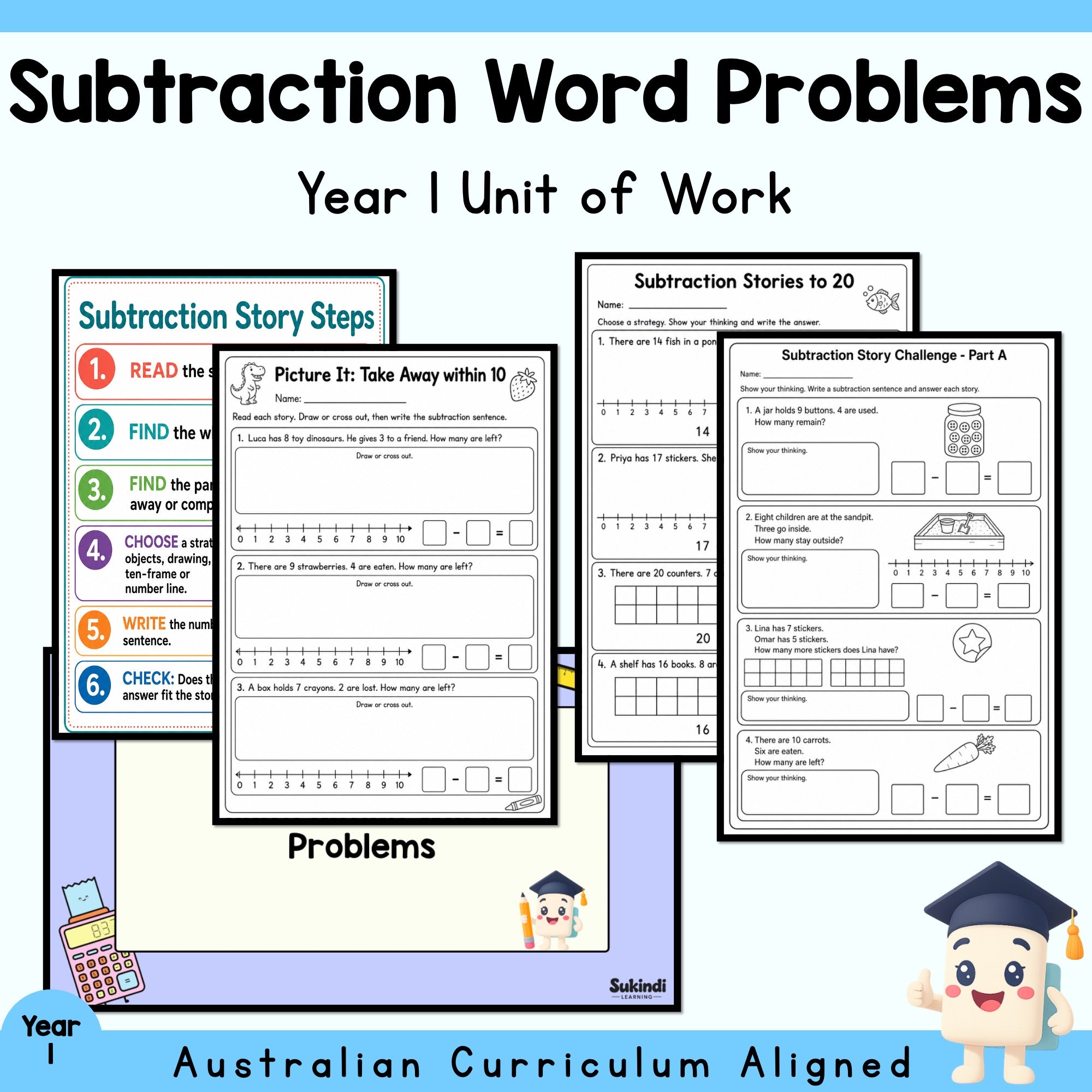 Subtraction Word Problems Year 1