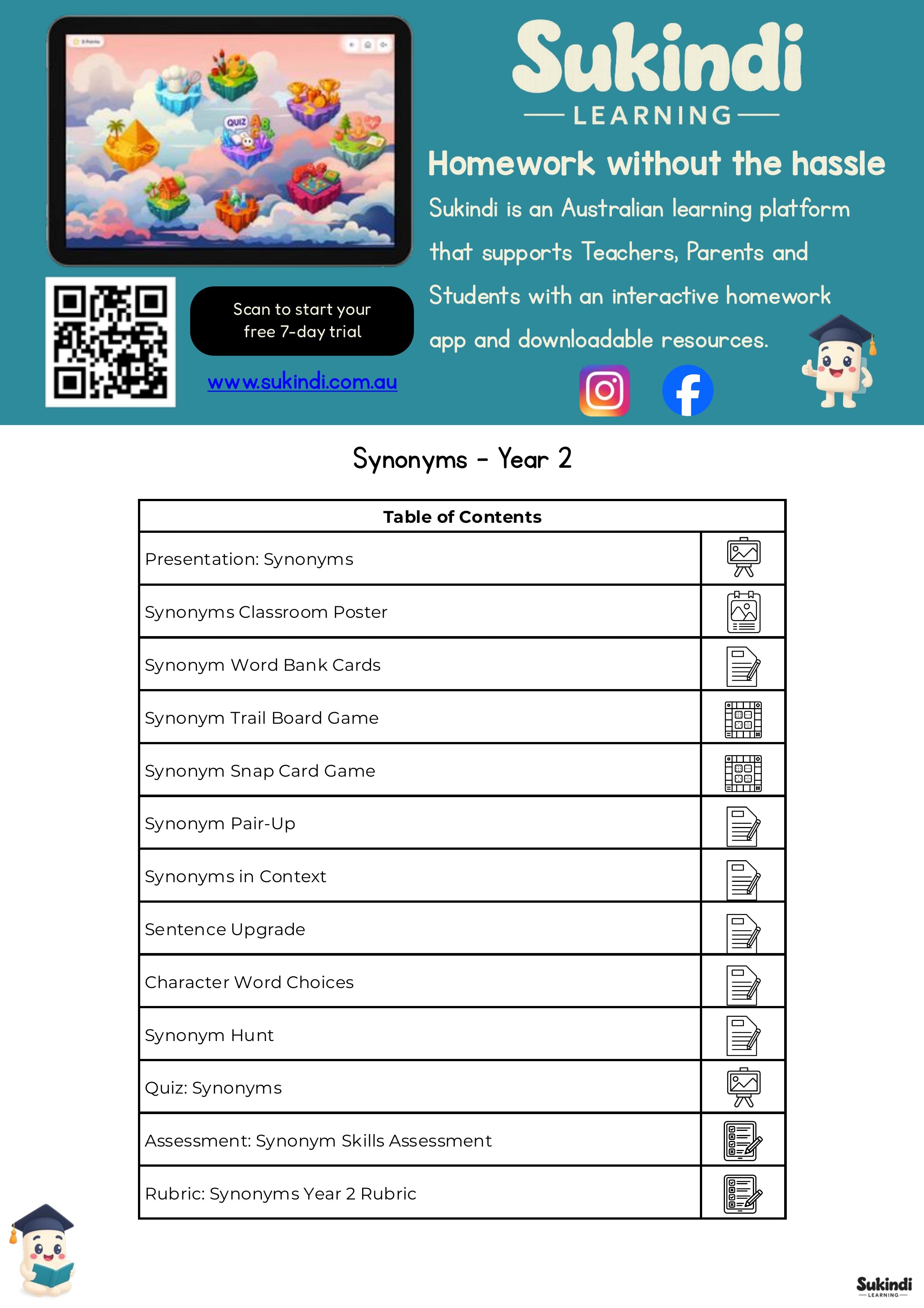 Synonyms – Year 2