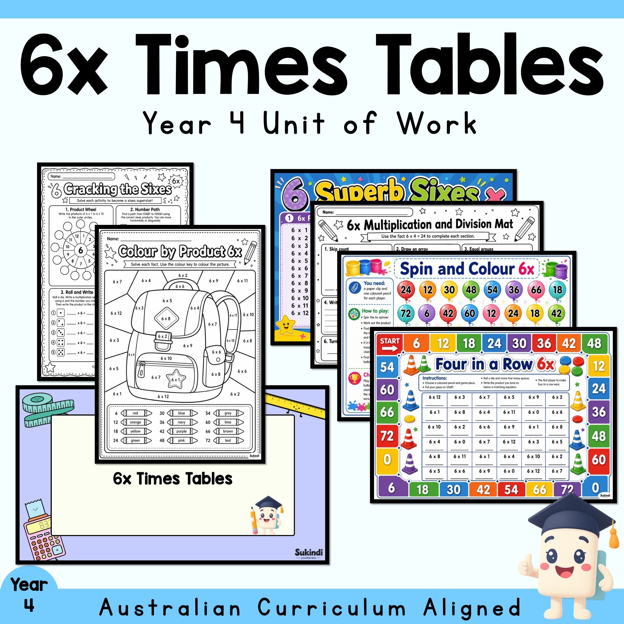 6 Times Tables Year 4 Unit Pack: Multiplication and Division Facts