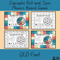 Digraphs Roll and Spin Phonics Board Game QLD Font cover