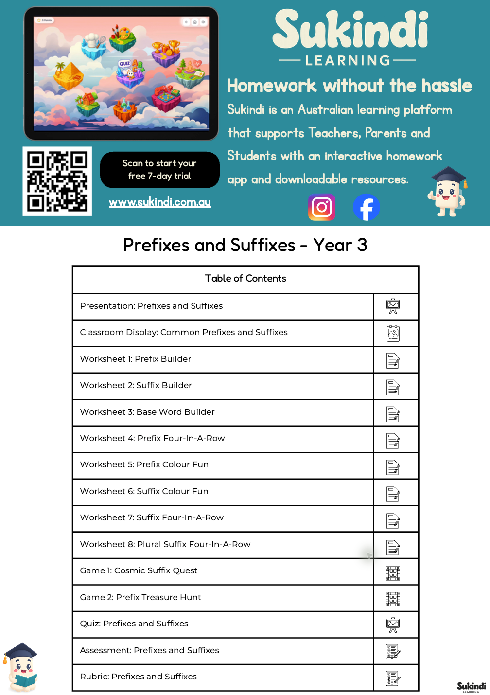 Prefixes and Suffixes Year 3