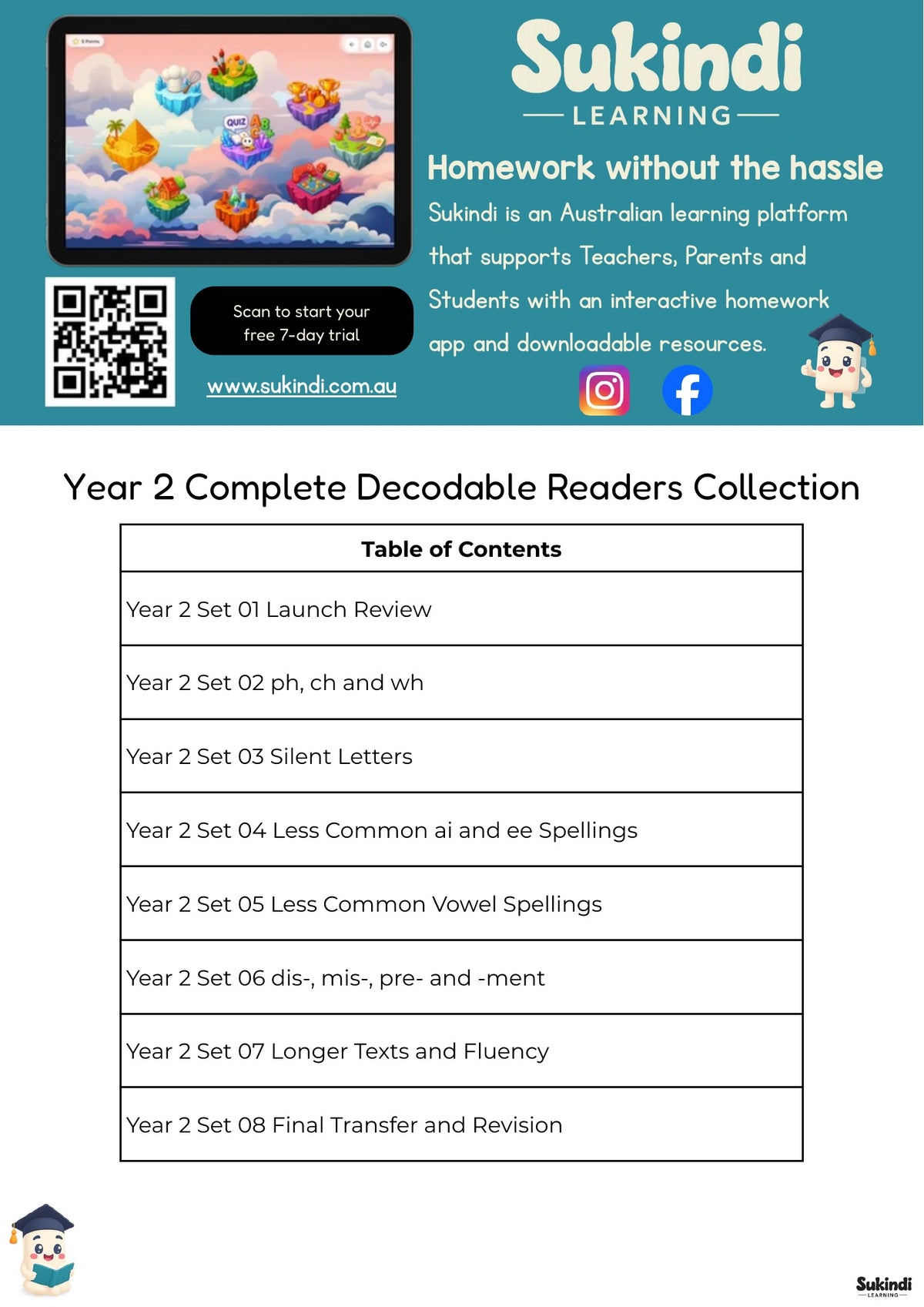 Year 2 Complete Decodable Readers Collection — table of contents