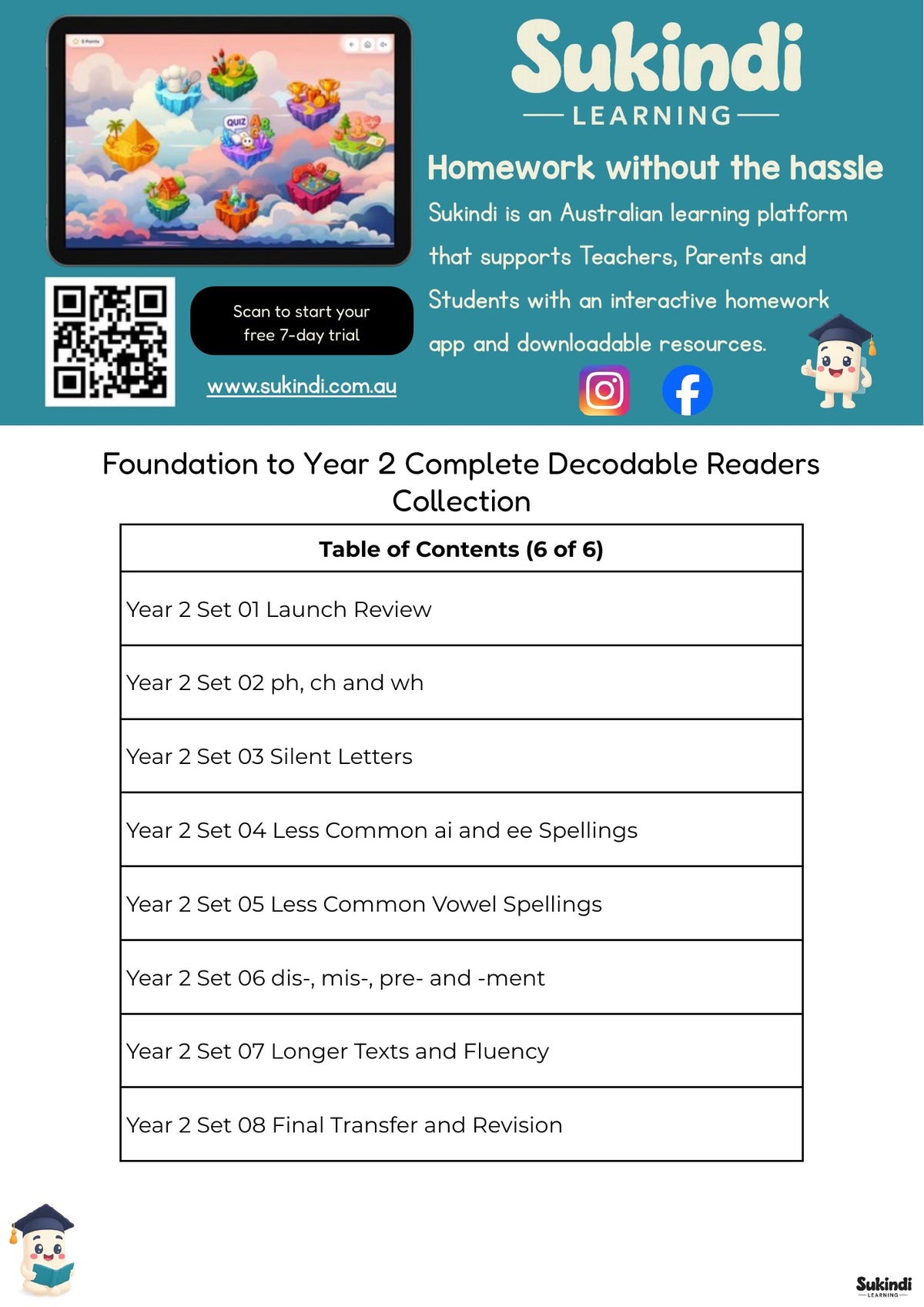 Foundation to Year 2 Complete Decodable Readers Collection — table of contents, page 6