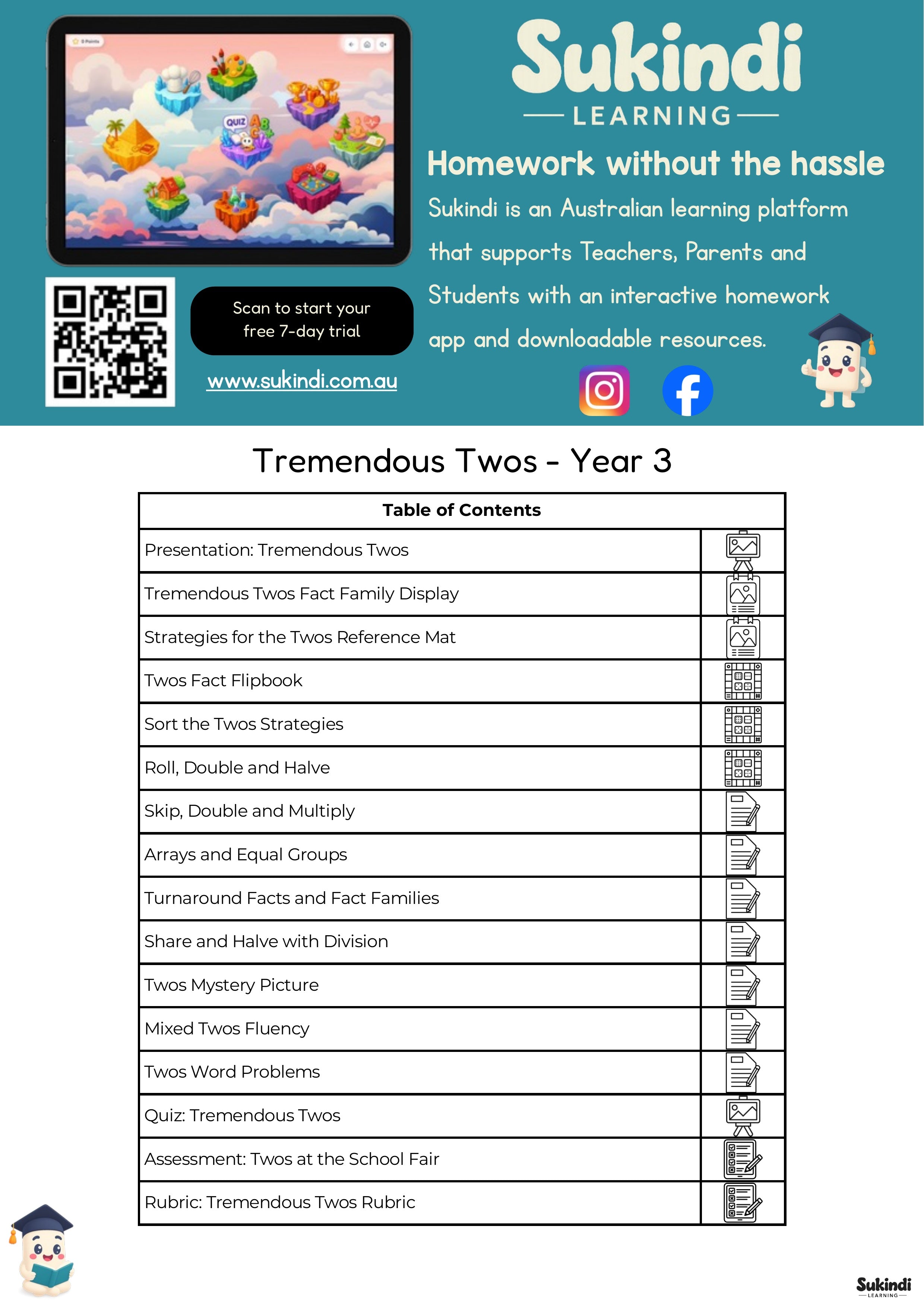 Tremendous Twos – Year 3 Mathematics