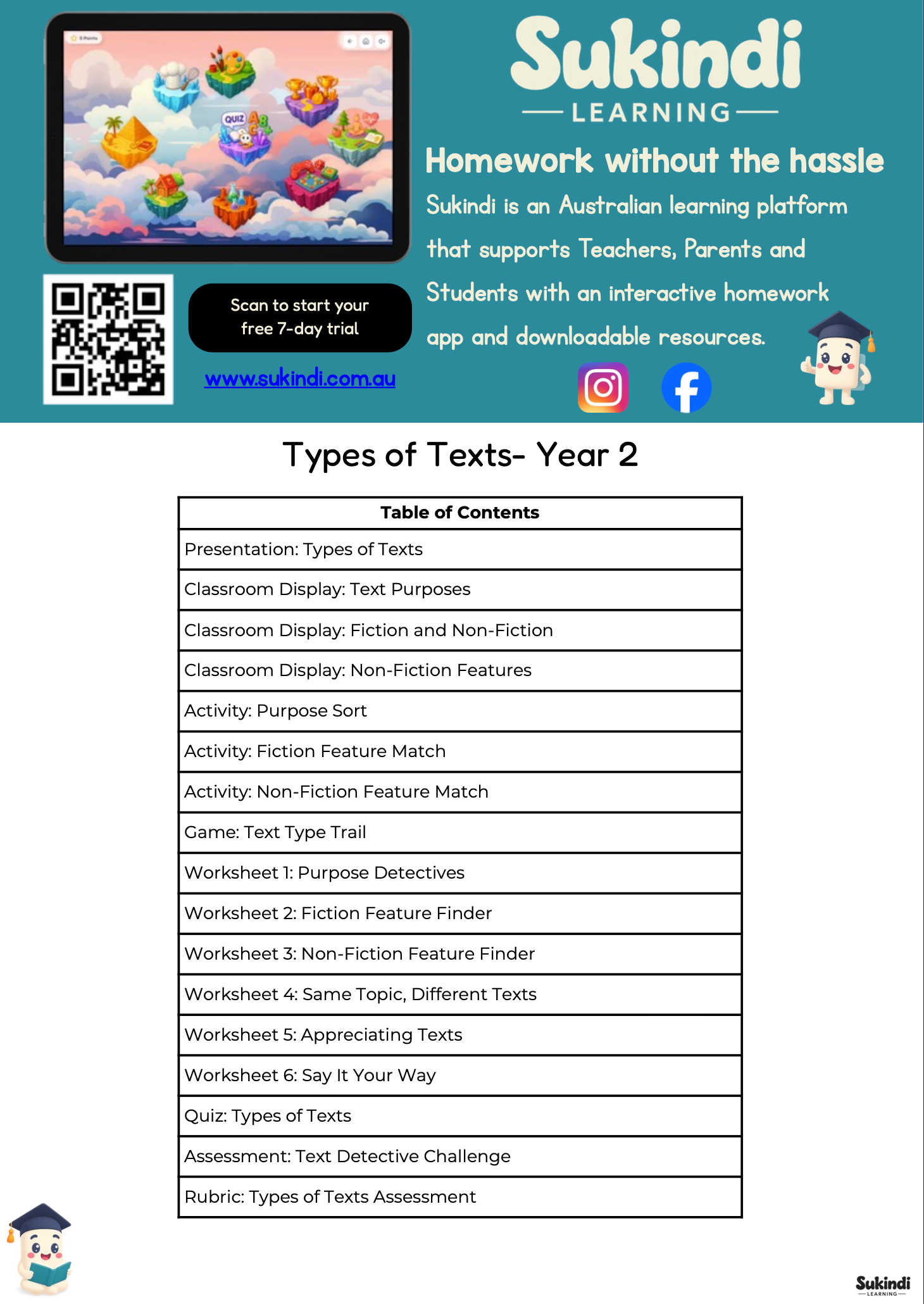 Types of Texts — Year 2 English Unit Plan