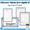 Unknown Values (pre-algebra) – Year 5 Maths — cover
