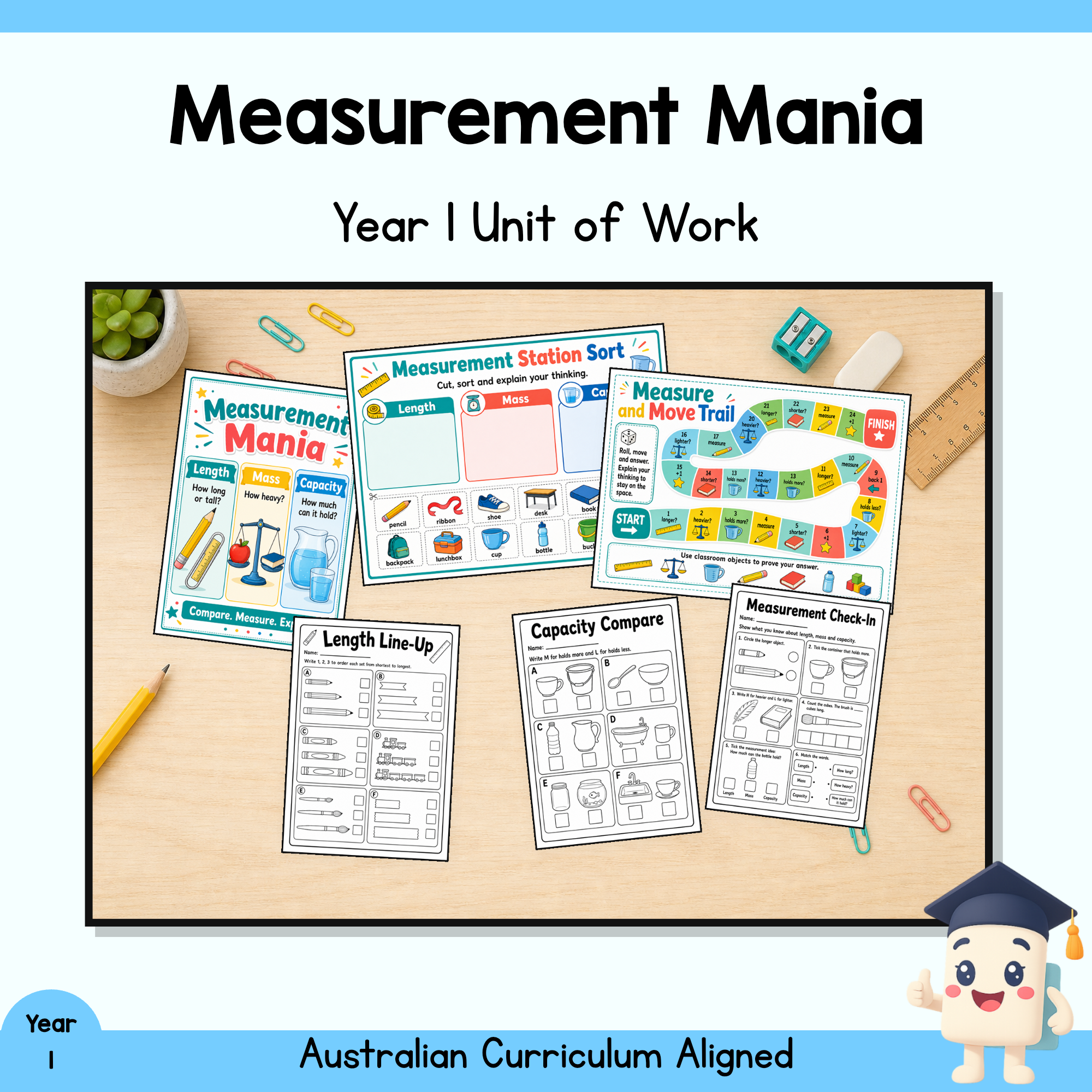 Year 1 Measurement Mania Unit | Measurement Worksheets, Games & Assessment