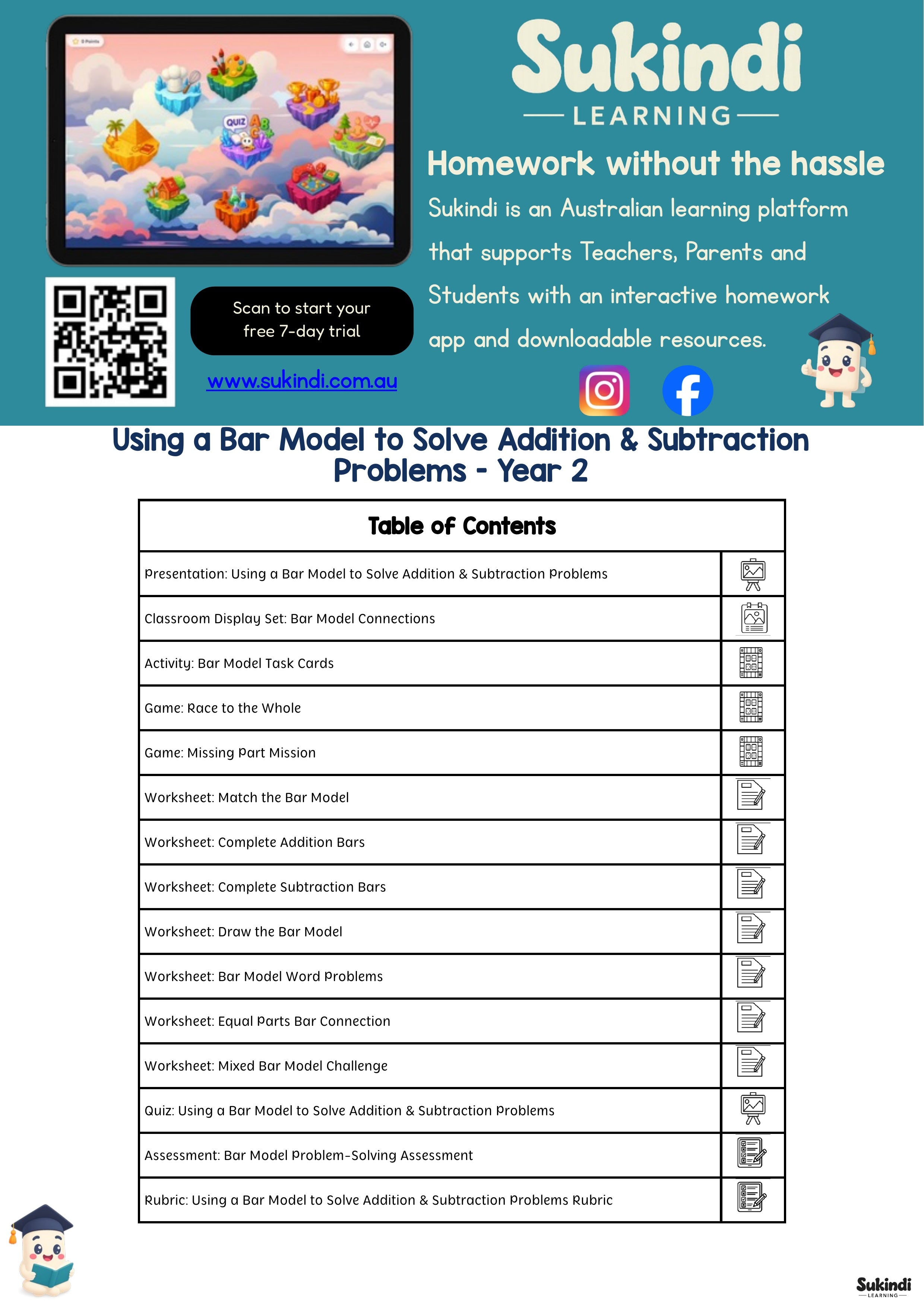 Bar Models: Addition & Subtraction — Year 2