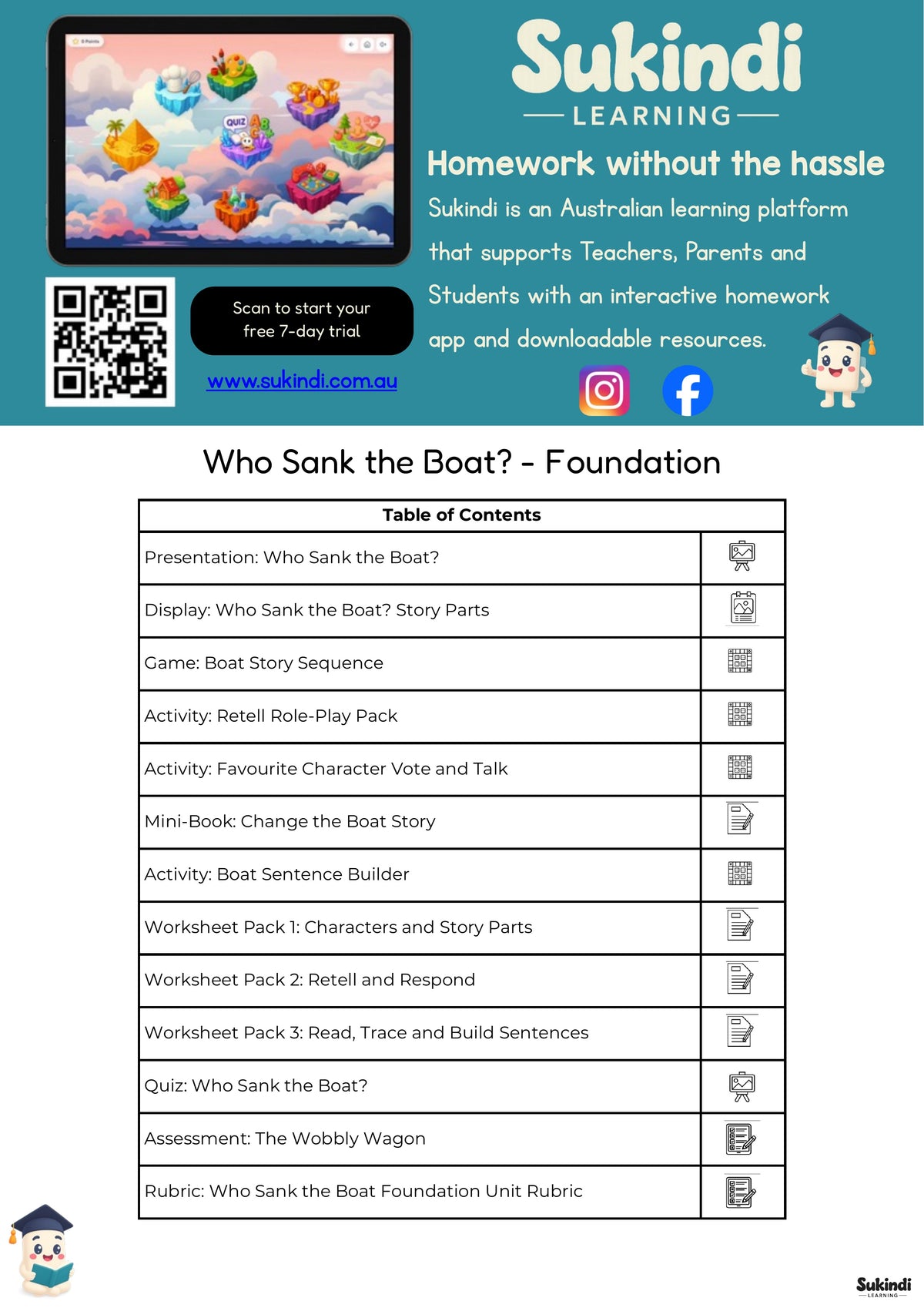Who Sank the Boat Foundation English Unit