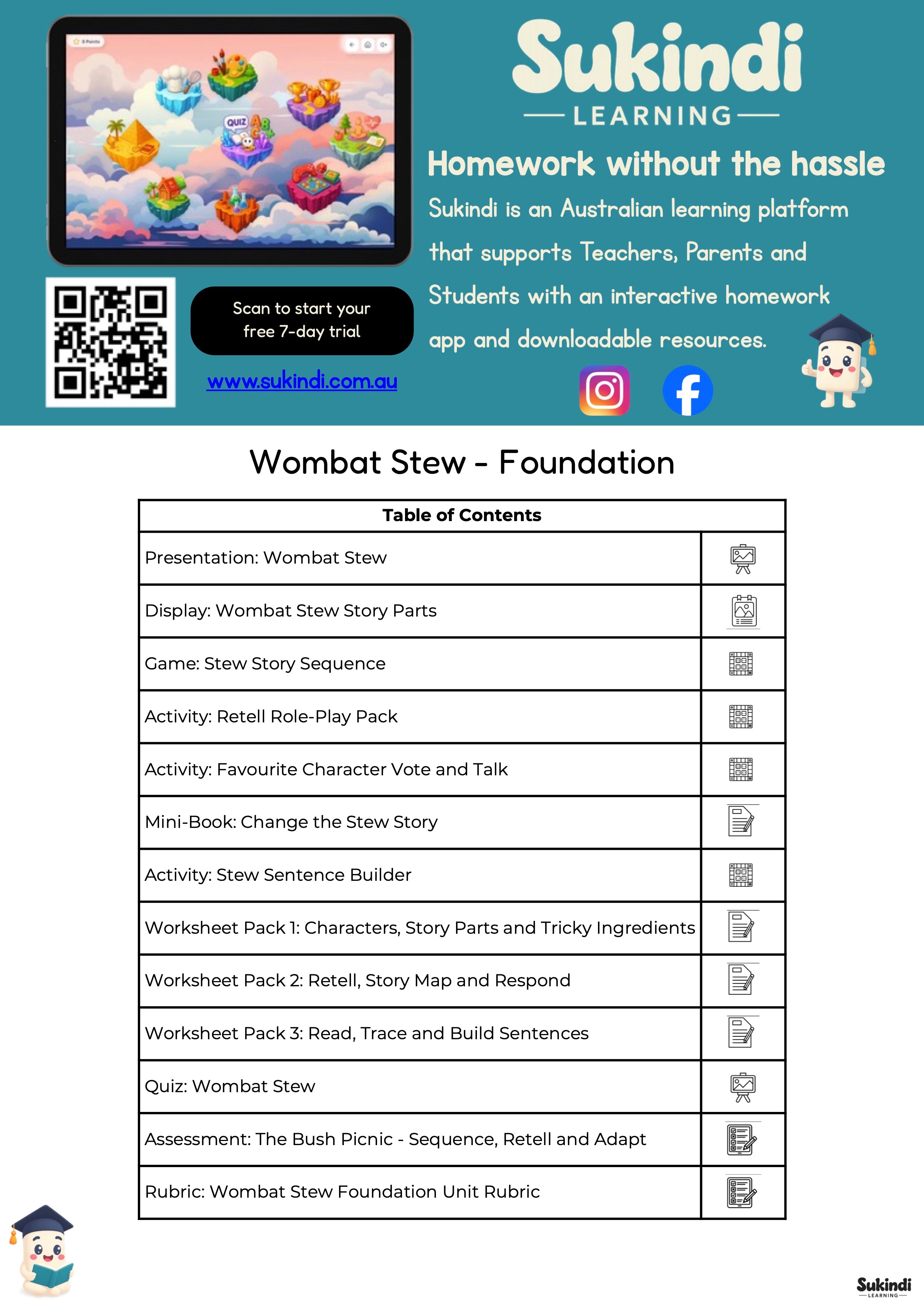 Wombat Stew Foundation English Unit