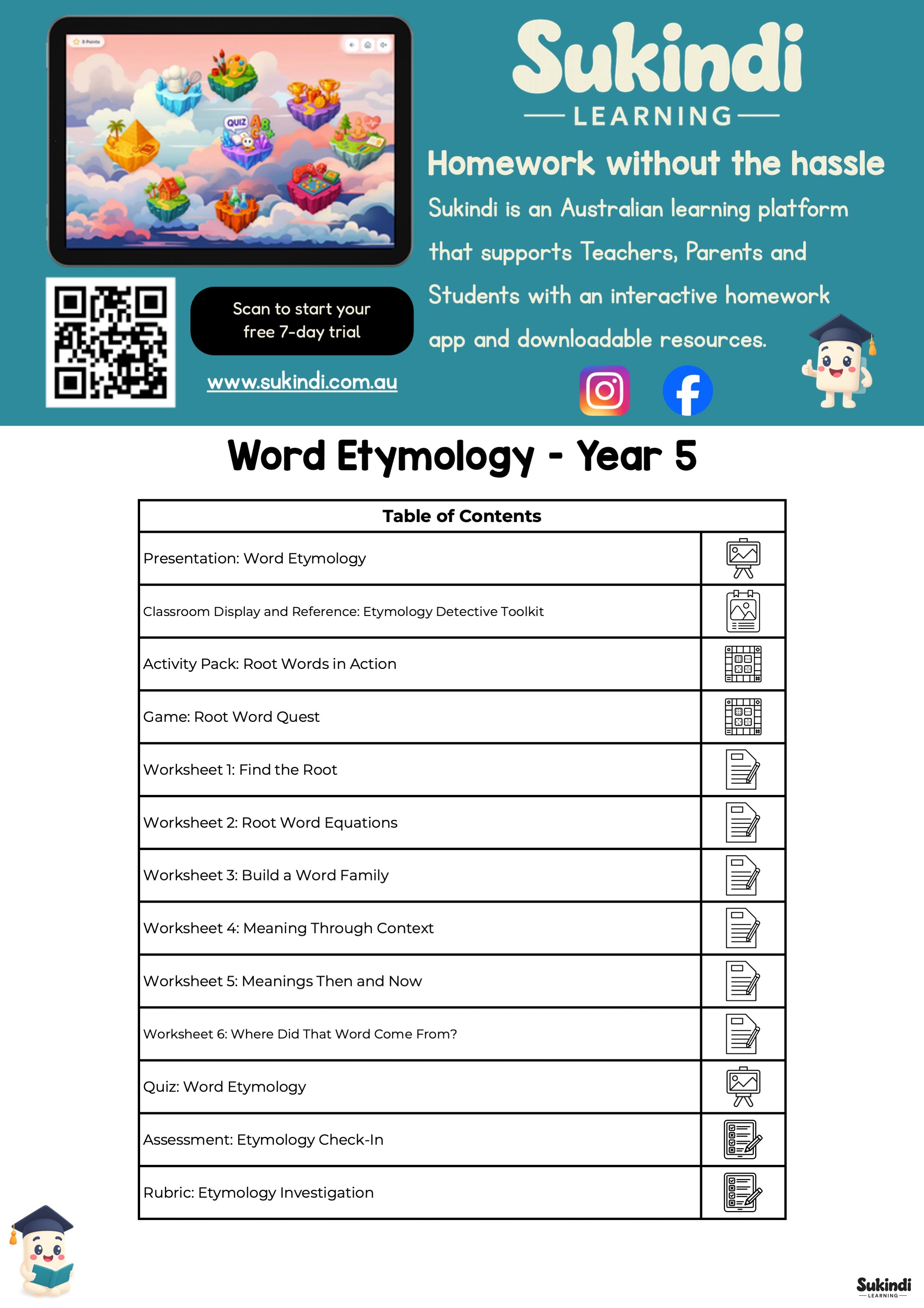 Word Etymology Unit – Year 5