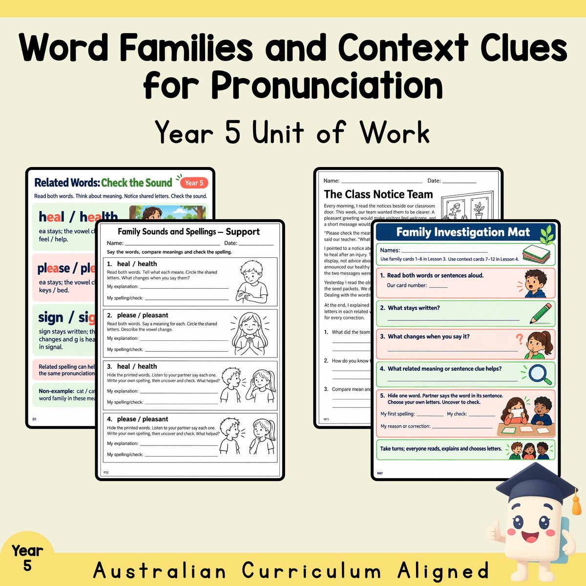 Word Families and Context Clues for Pronunciation - Year 5 — cover
