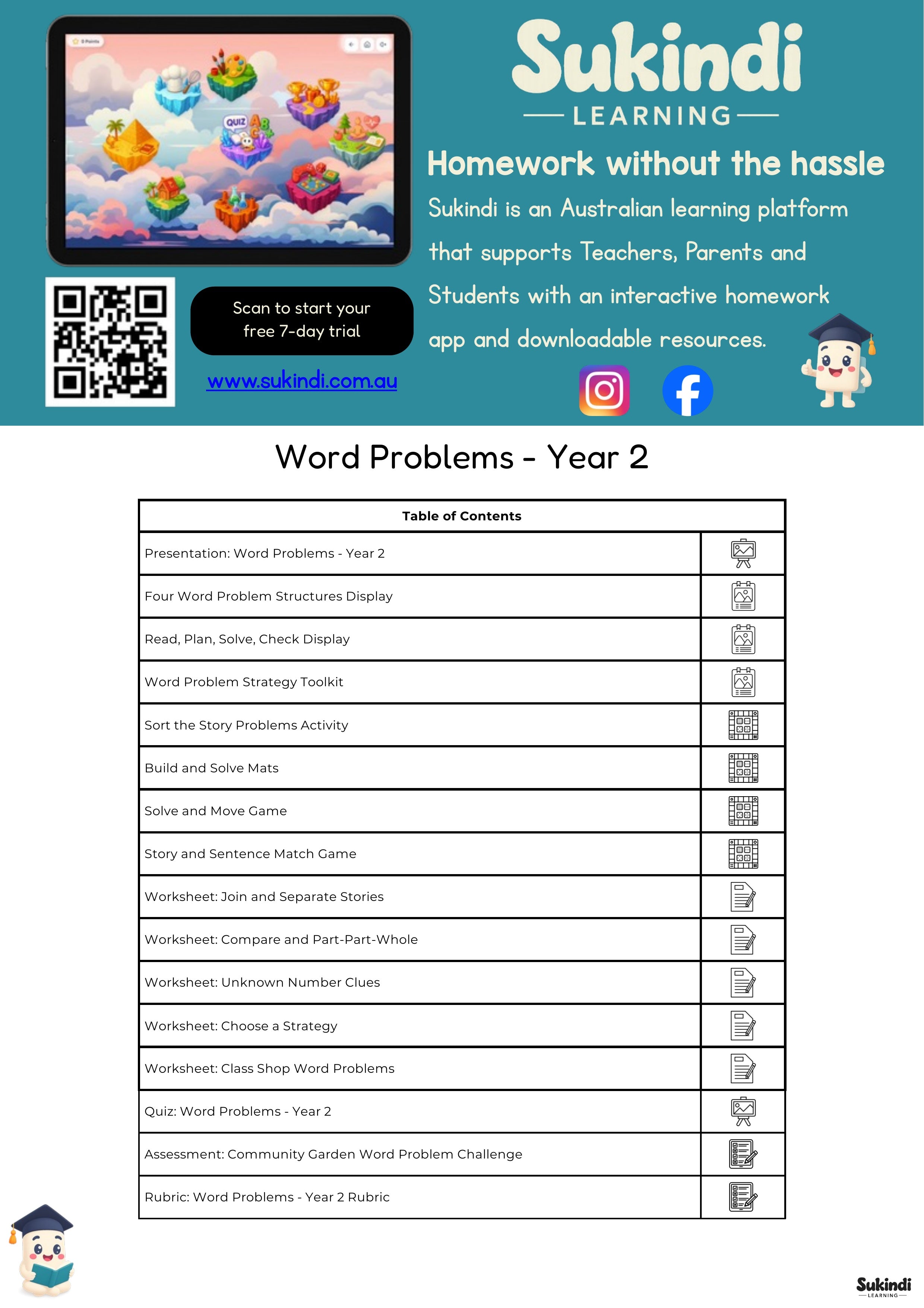 Year 2 Word Problems Unit