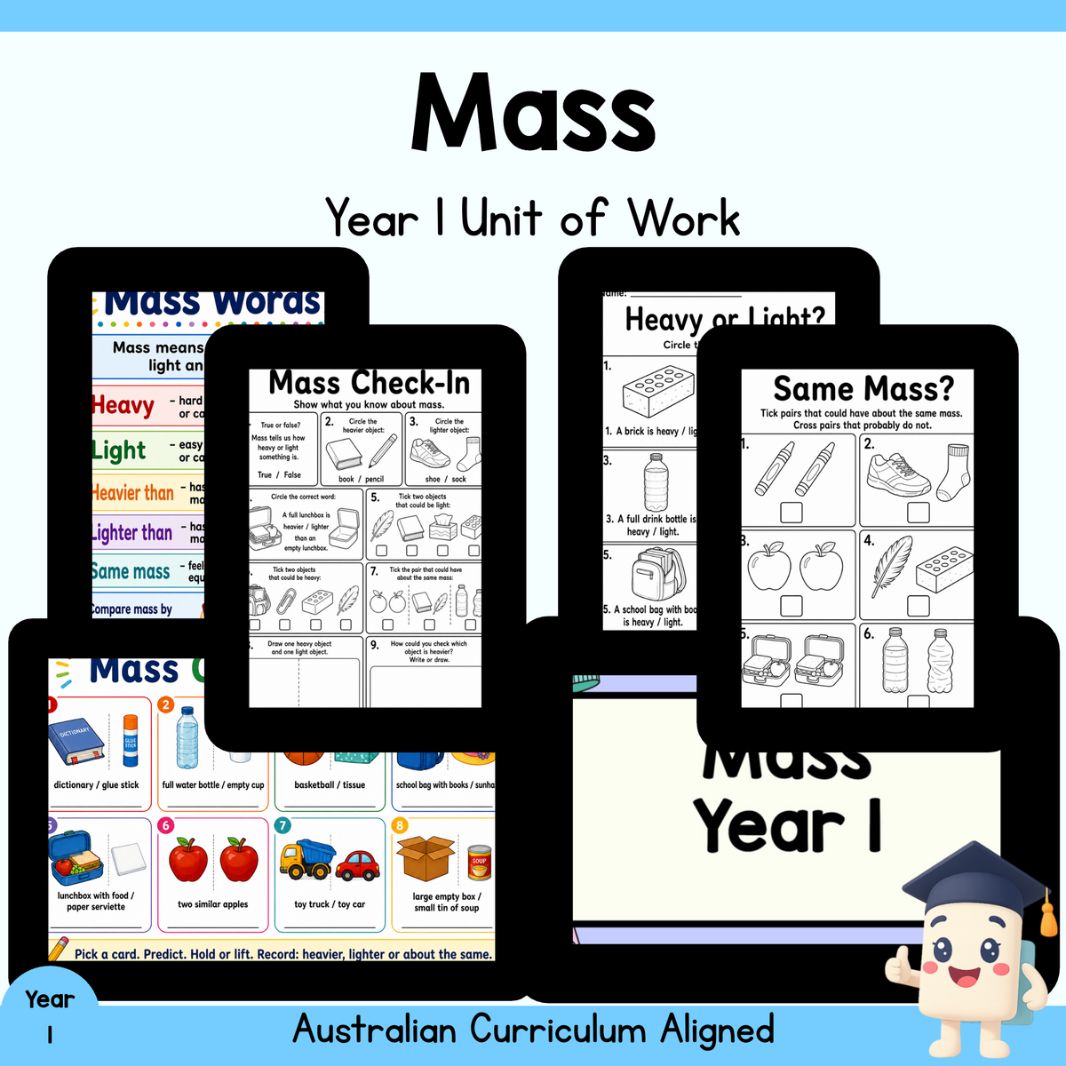 Year 1 Mass Unit | Measurement Worksheets, Games & Assessment