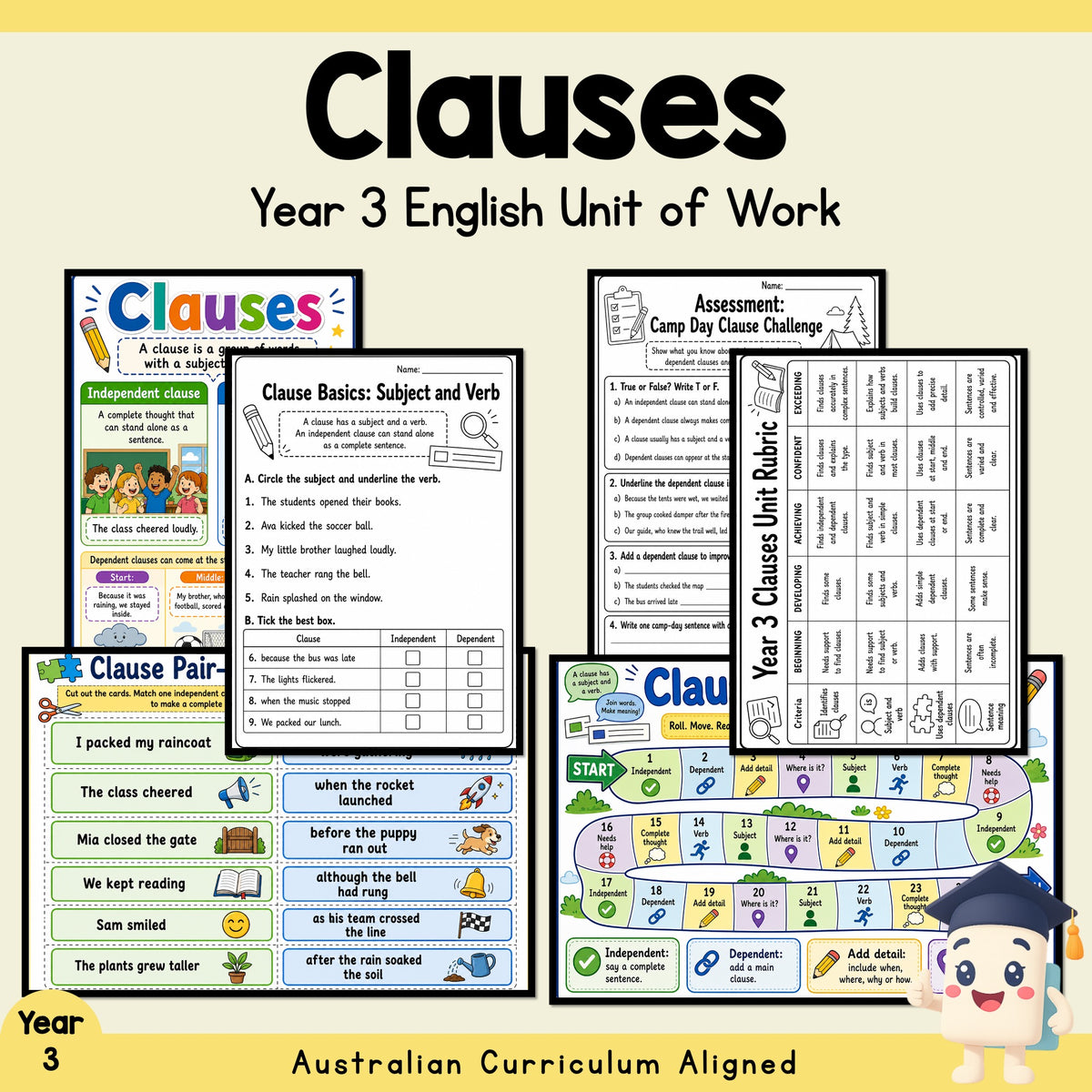 Year 3 Clauses Unit | Worksheets, Games & Assessment