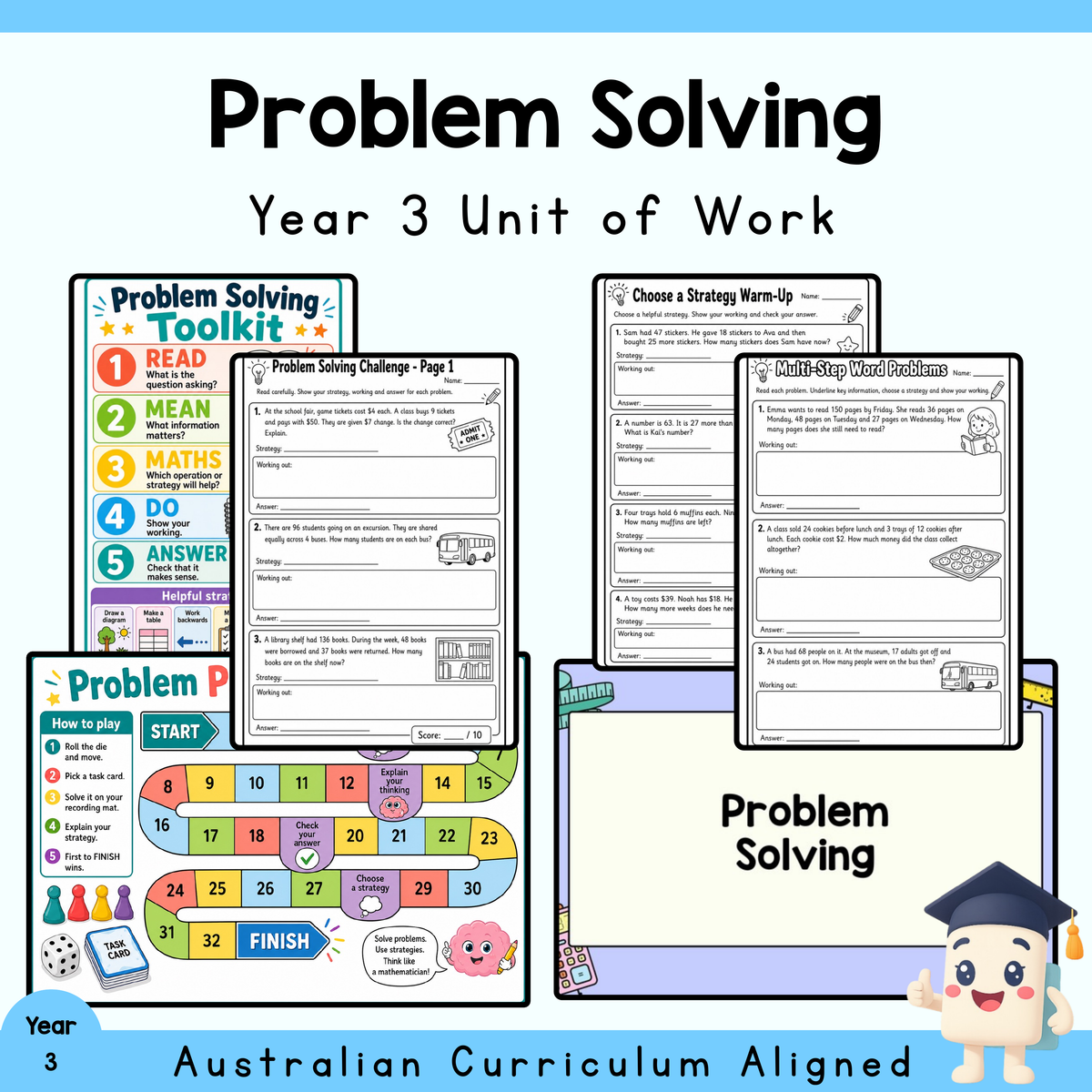 Year 3 Problem Solving Unit | Maths Word Problems, Strategies, Games & Assessment