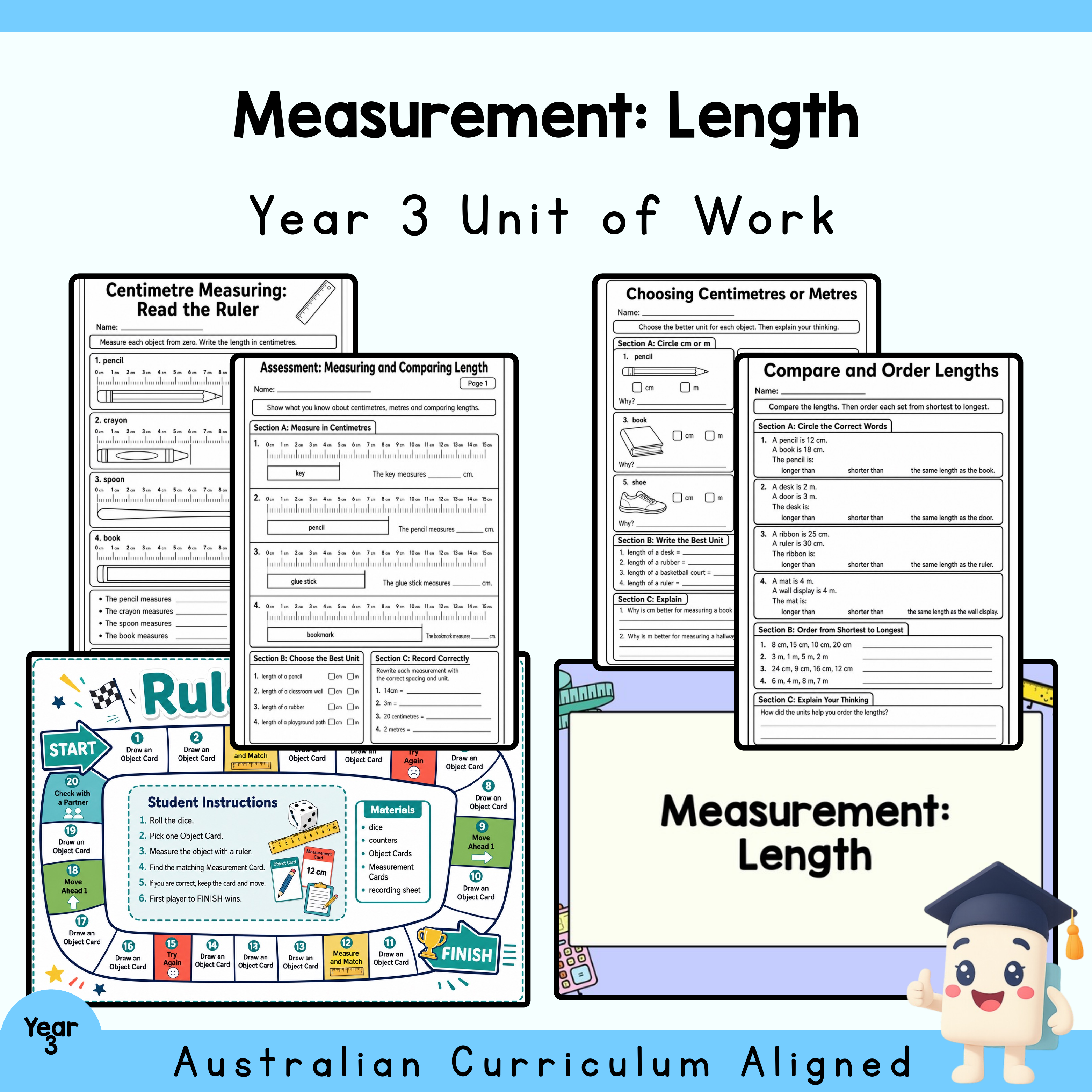 Year 3 Length Measurement Unit | Worksheets, Games & Assessment